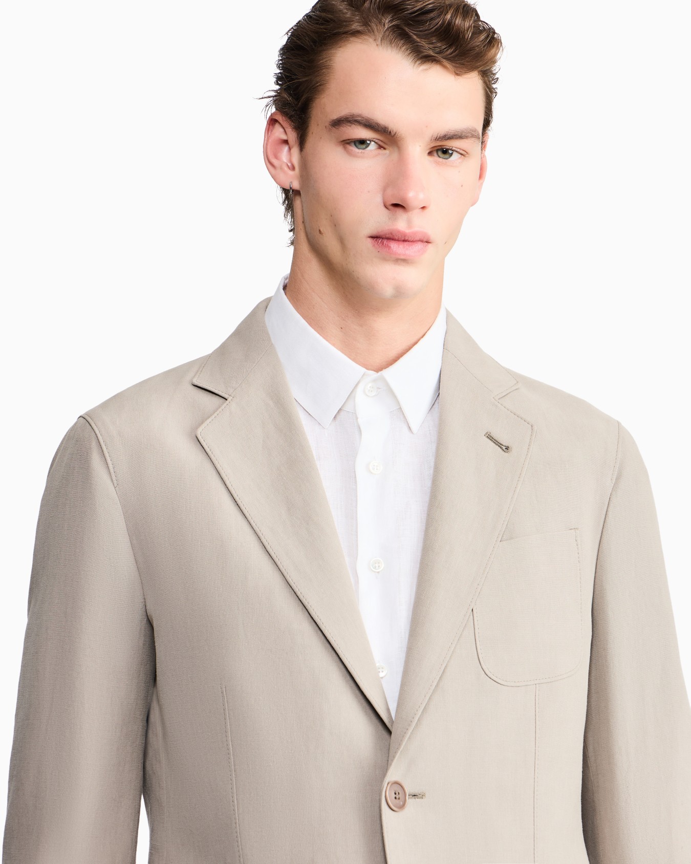 アプトンライン シングルブレストジャケット リネンキャンバス スライドする 5