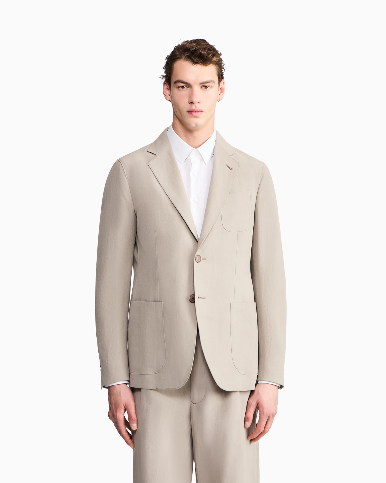 アプトンライン シングルブレストジャケット リネンキャンバス スライドする 3