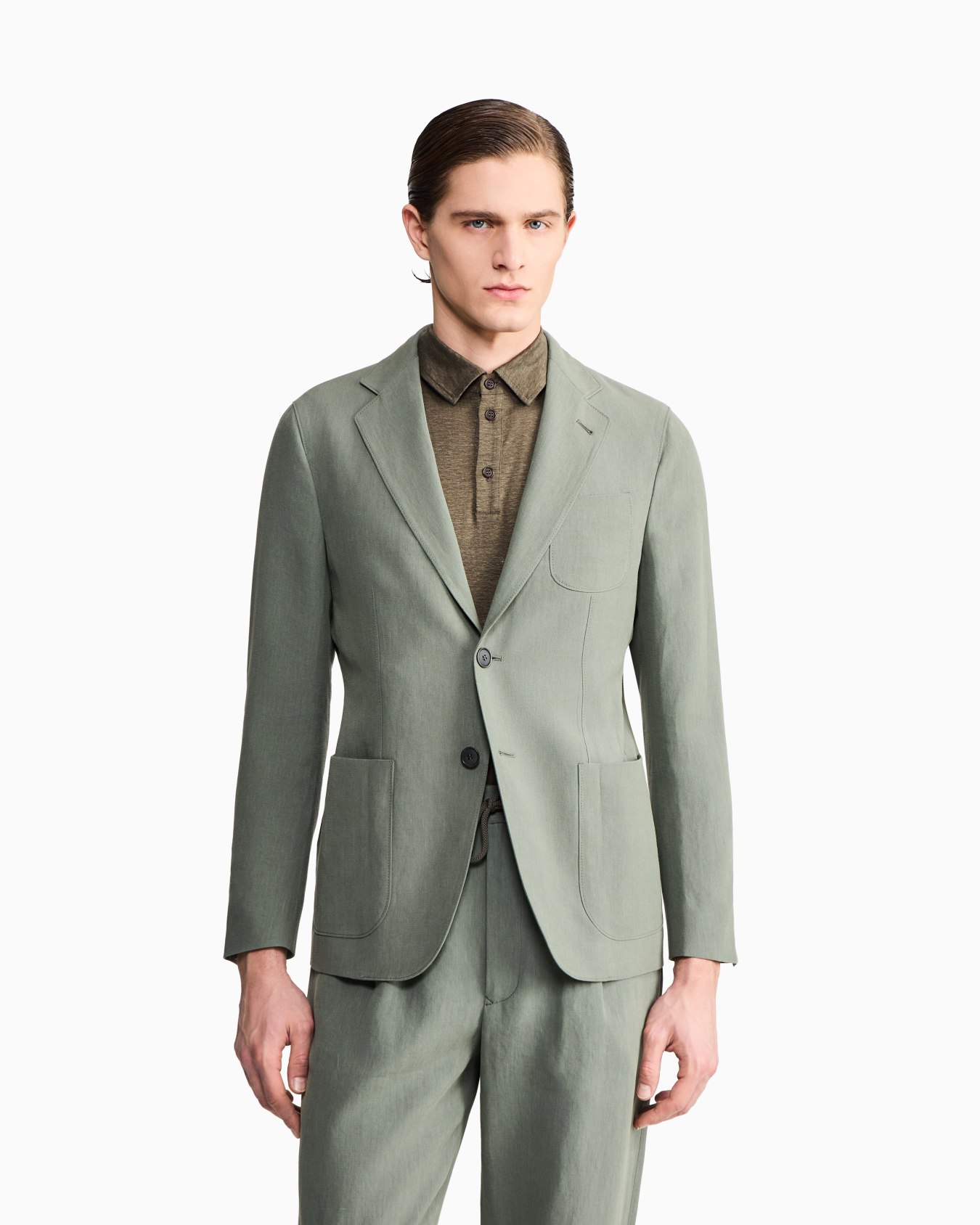 アプトンライン シングルブレストジャケット リネンキャンバス スライドする 3