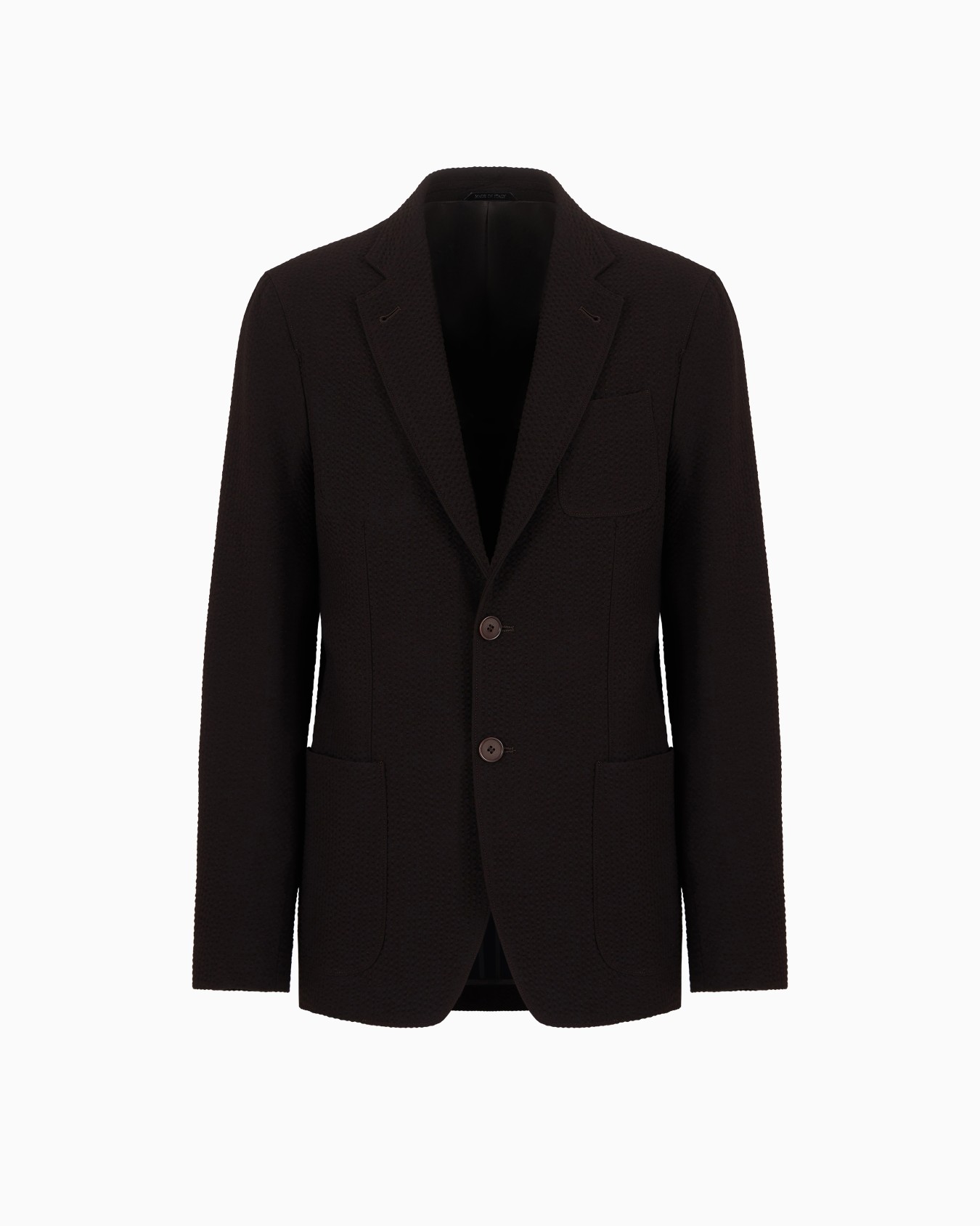 Veste ligne Upton à simple boutonnage en laine vierge et cachemire seersucker Diapositive 0