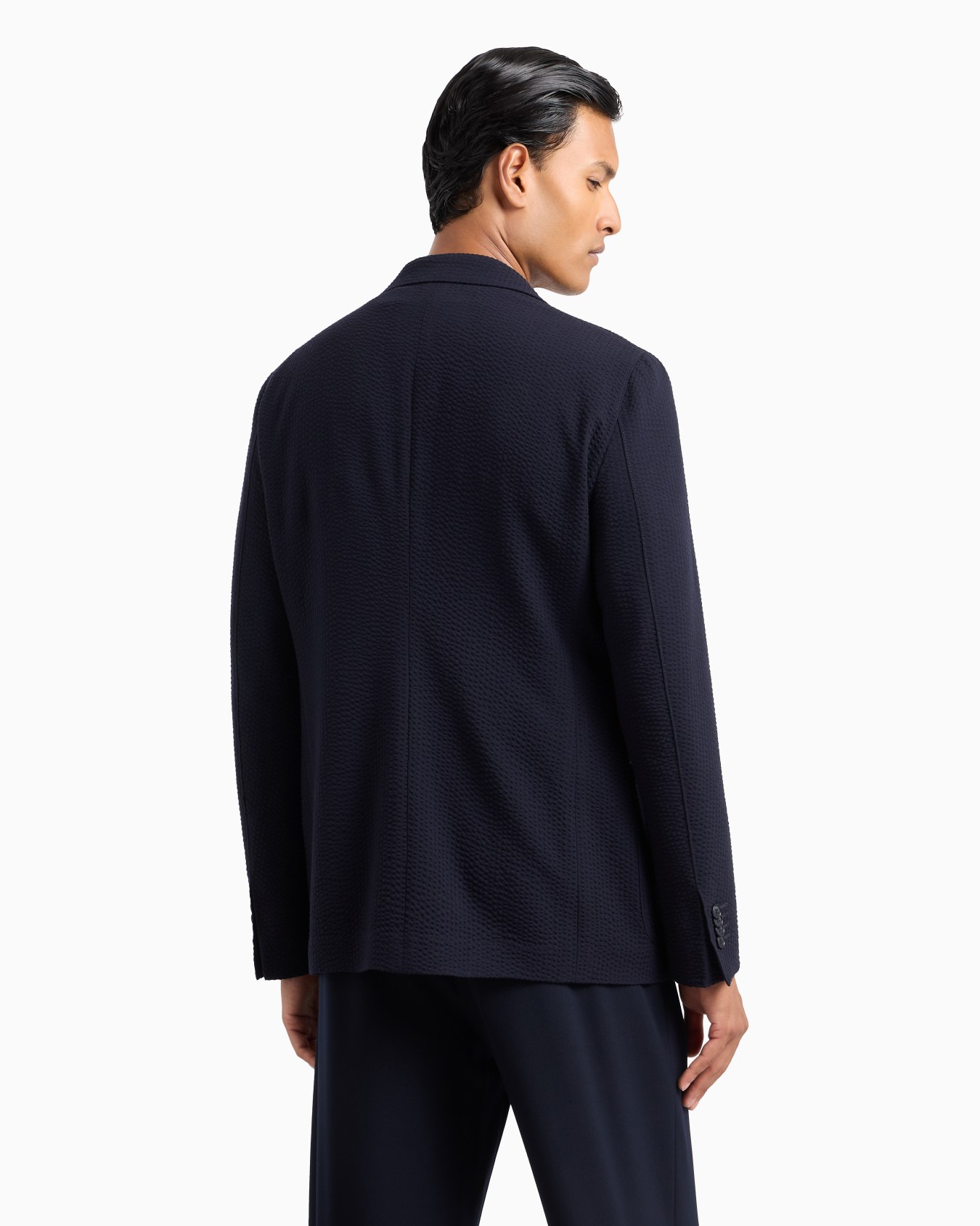 Upton line single-breasted jacket in virgin wool and cashmere seersucker Slide 2