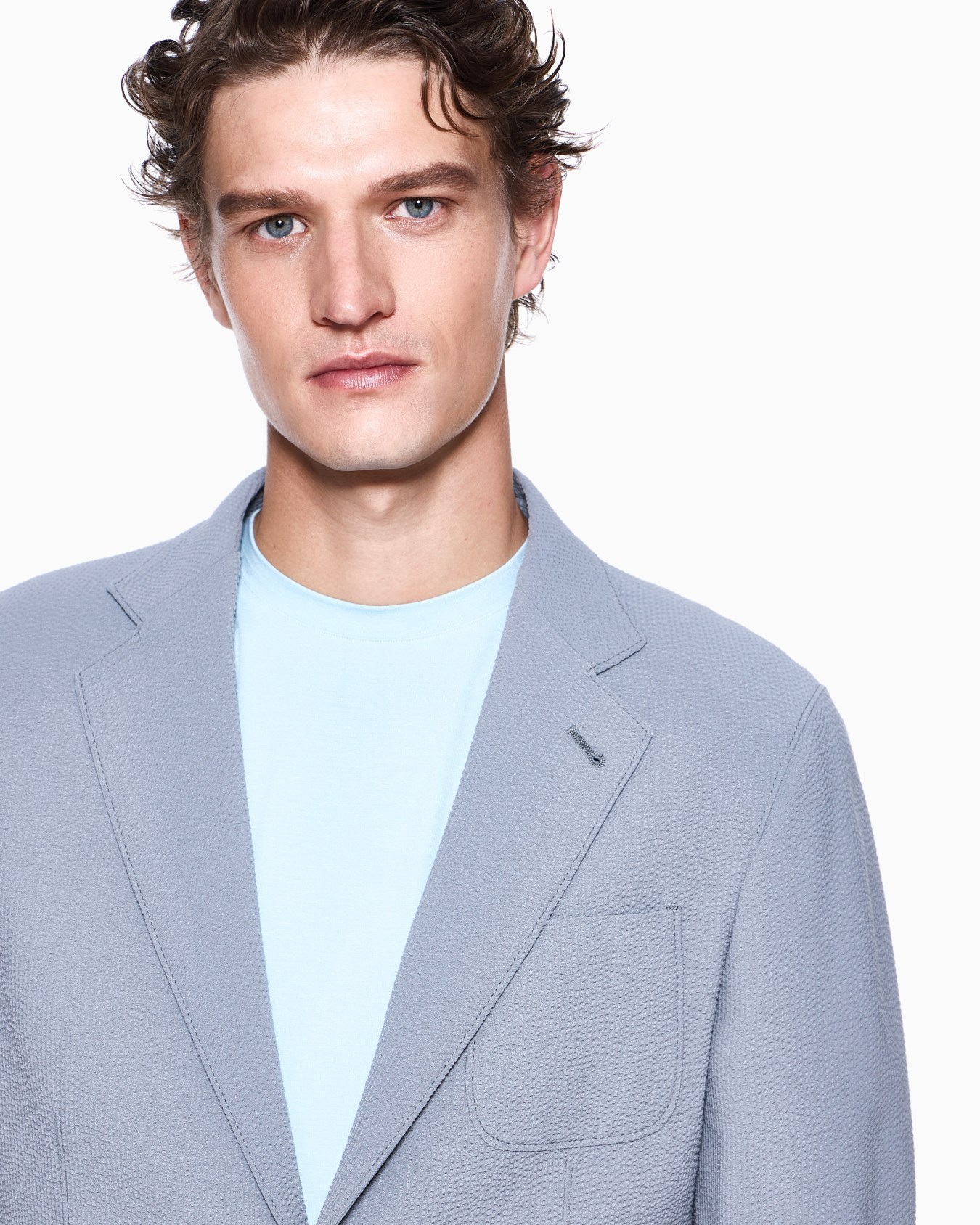 Veste gamme Upton à simple boutonnage en laine vierge seersucker ASV Diapositive 4