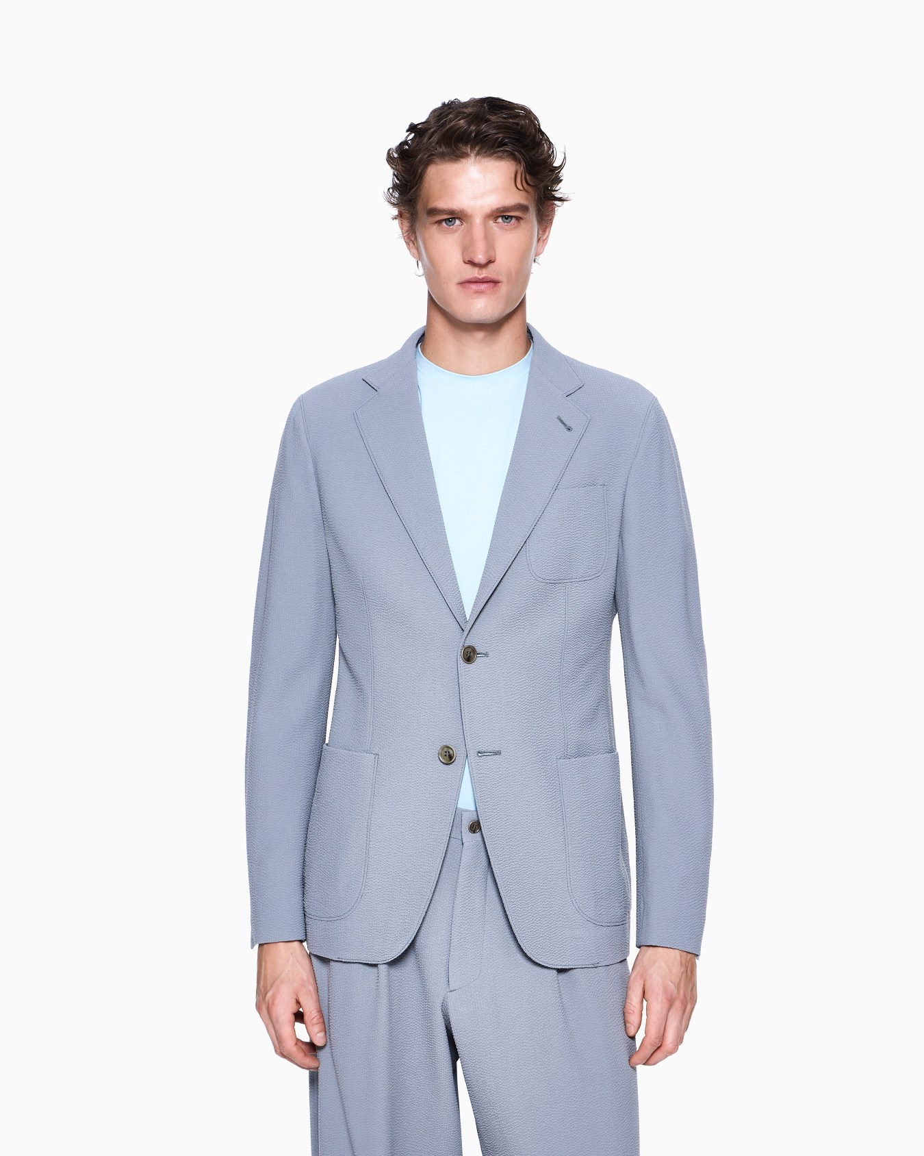 Veste gamme Upton à simple boutonnage en laine vierge seersucker ASV Diapositive 3
