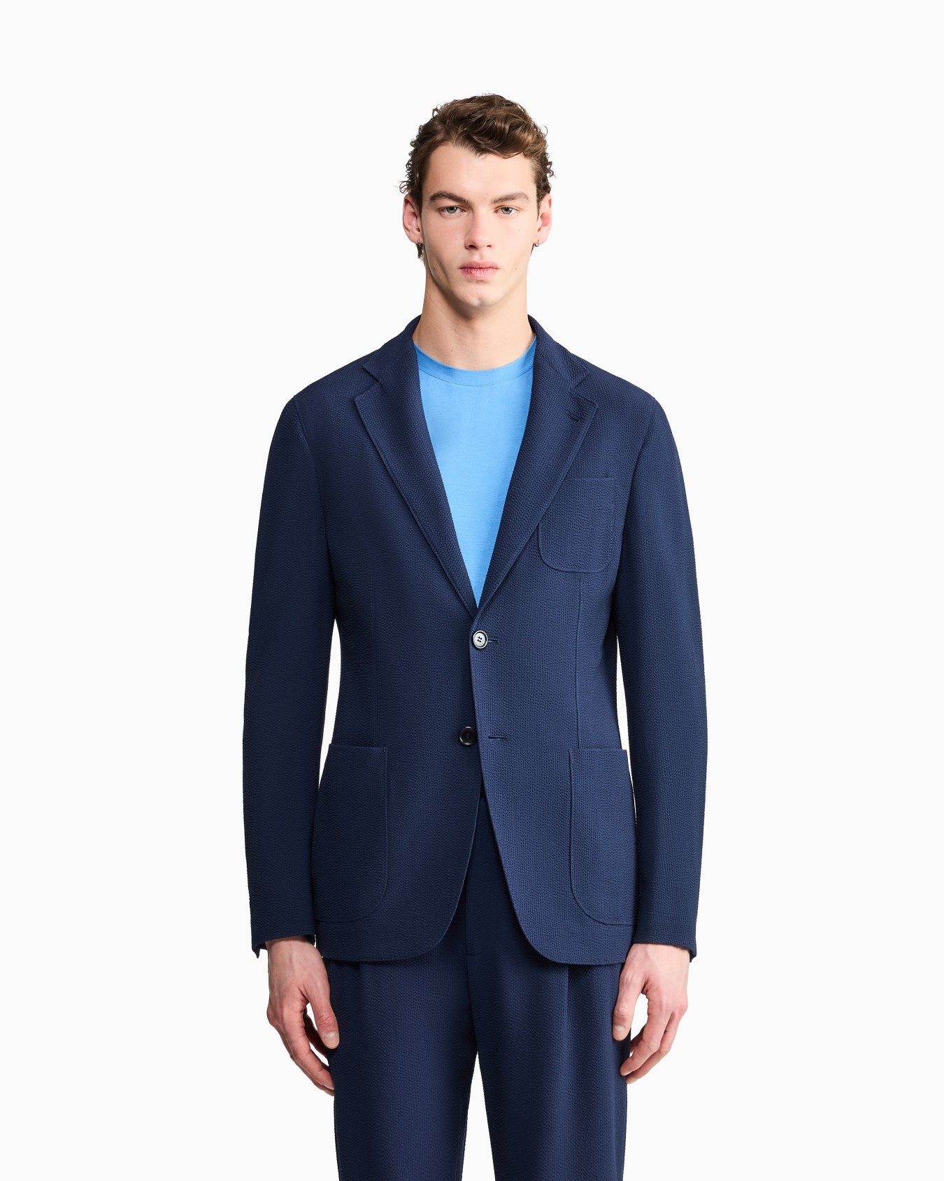 ASV Upton line single-breasted jacket in seersucker virgin wool Slide 3