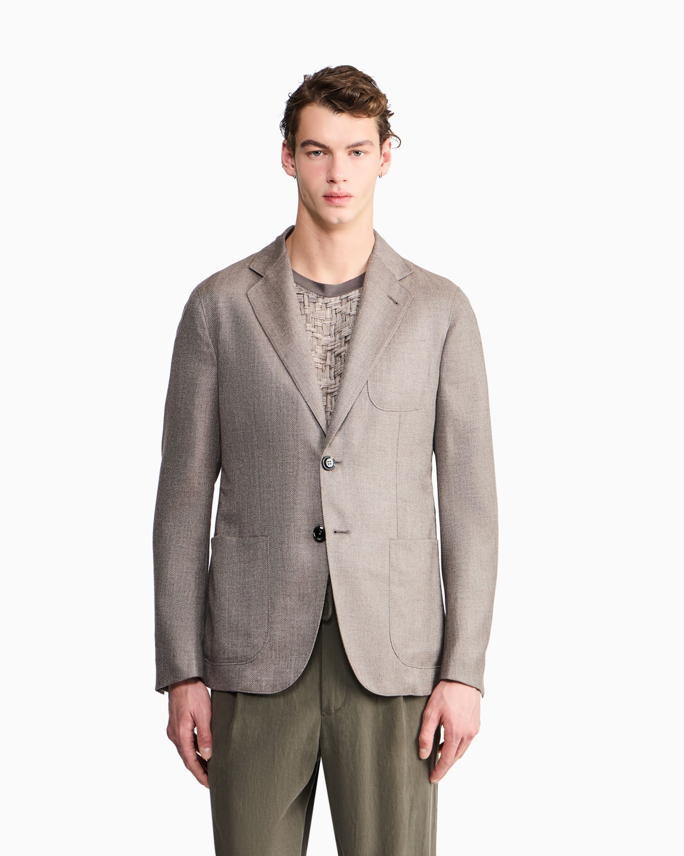 ASV Upton Line single-breasted jacket in chevron silk and cashmere Slide 3