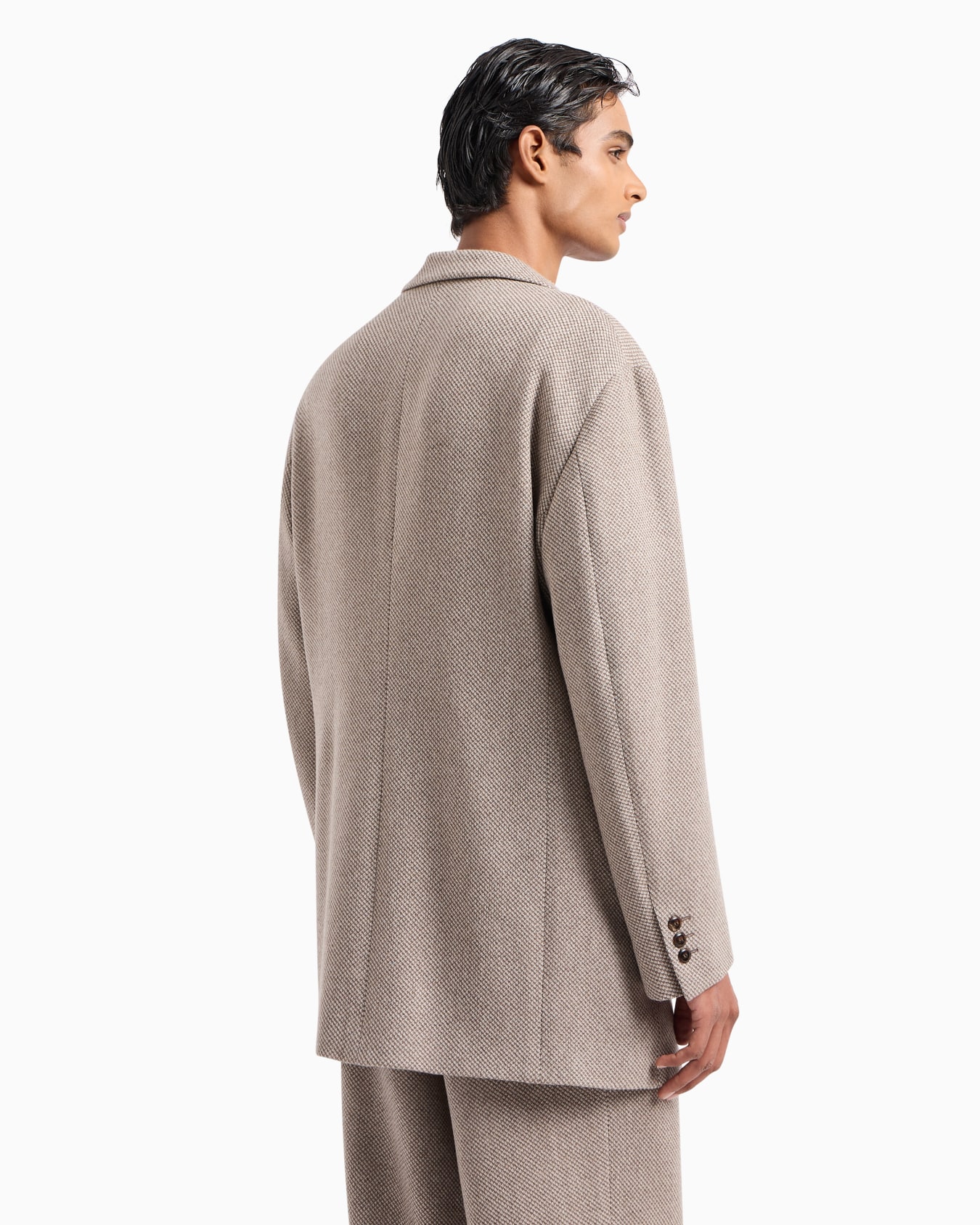 Single-breasted Heritage Line jacket in a two-tone cashmere and wool knit Slide 2