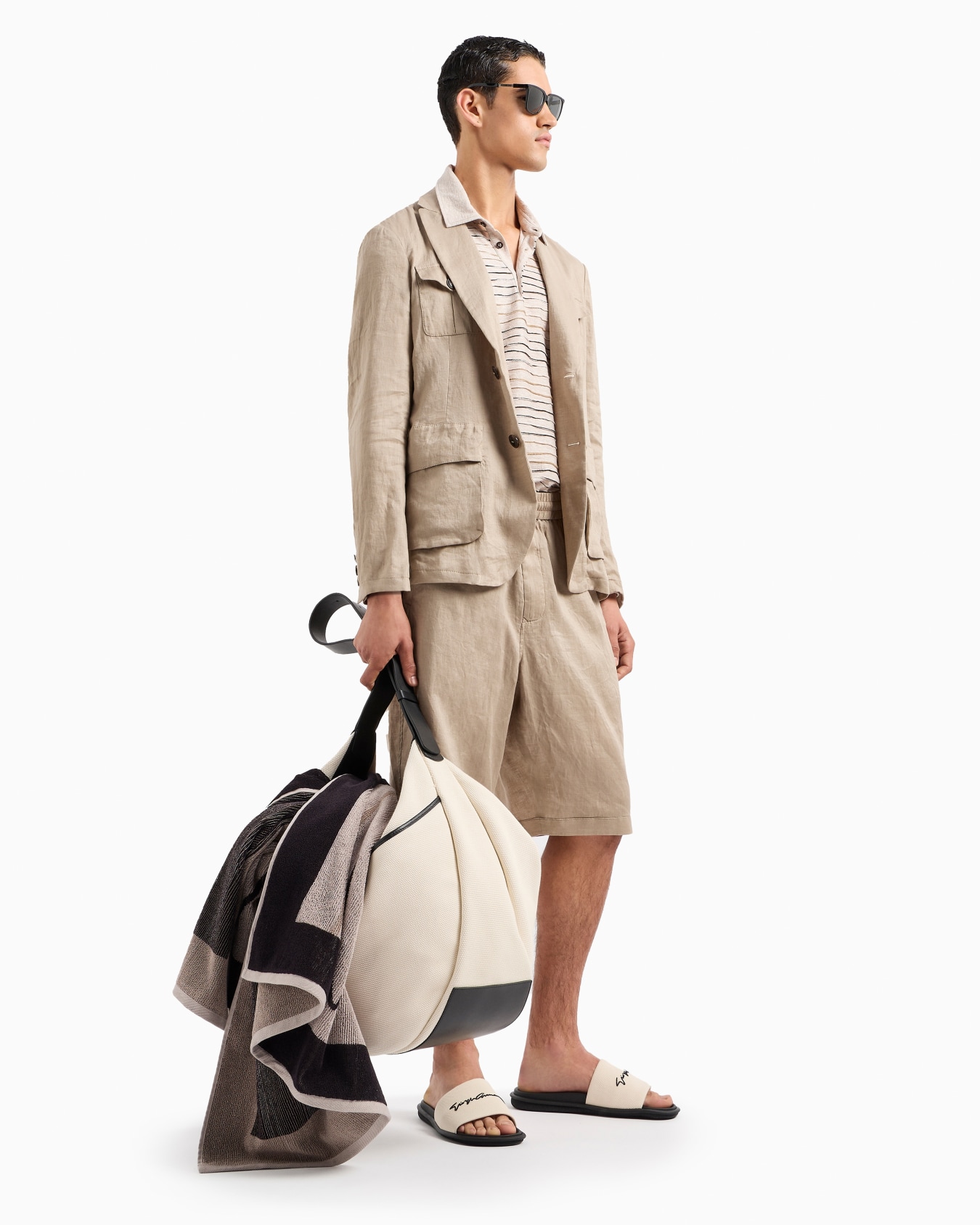 Polo à manches longues en jersey de lin, coton et viscose à finition jacquard Diapositive 4