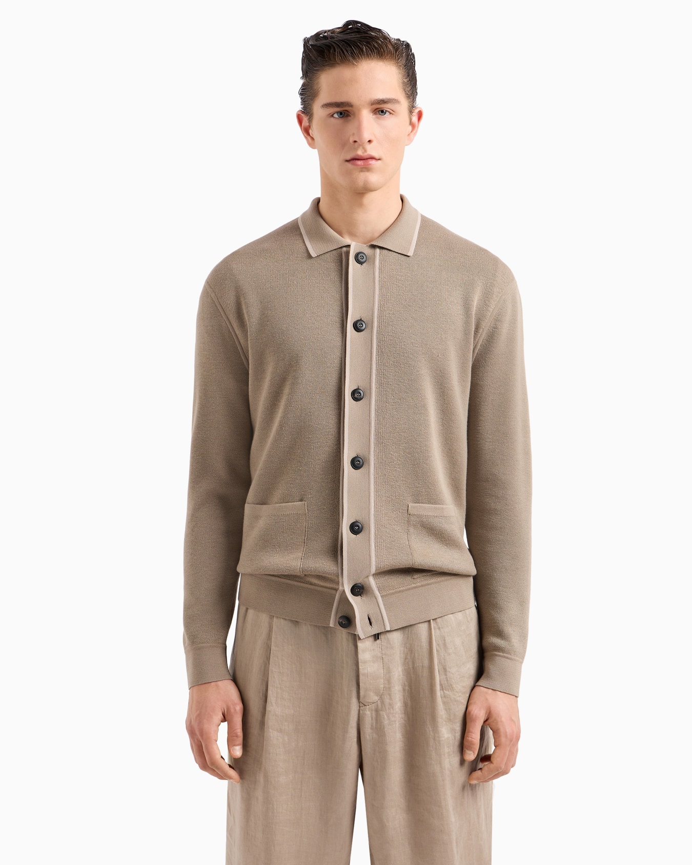 Cardigan in cotone, seta e cashmere Slide 1