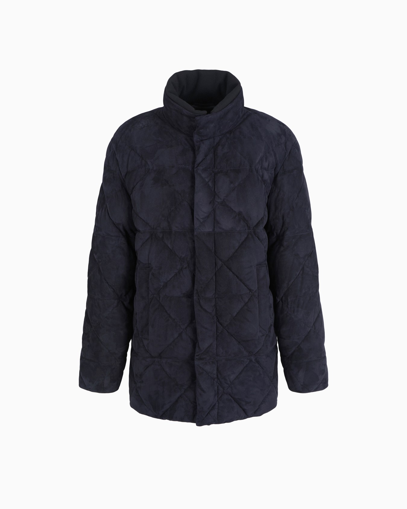 Suede pea coat with down padding Slide 0