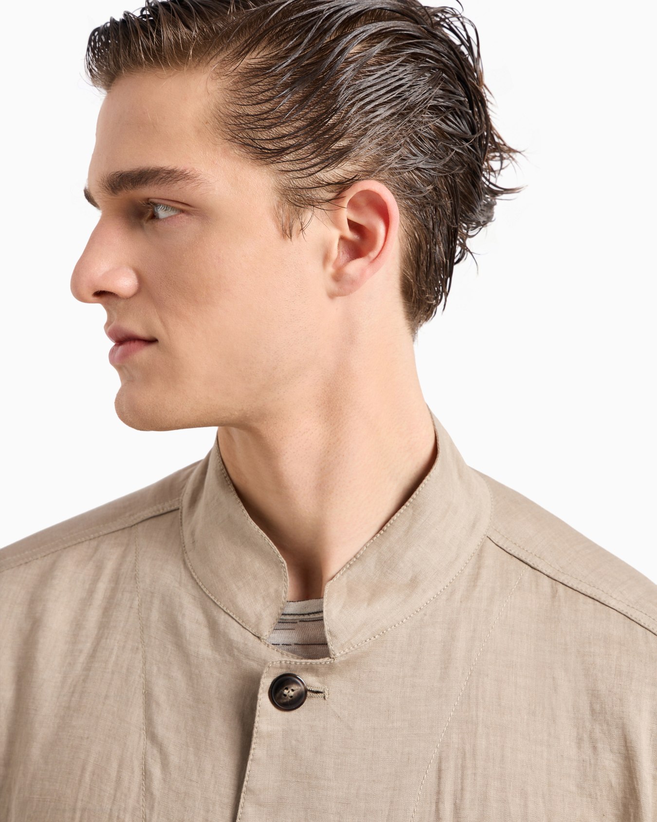 Single-breasted, linen canvas jacket Slide 4