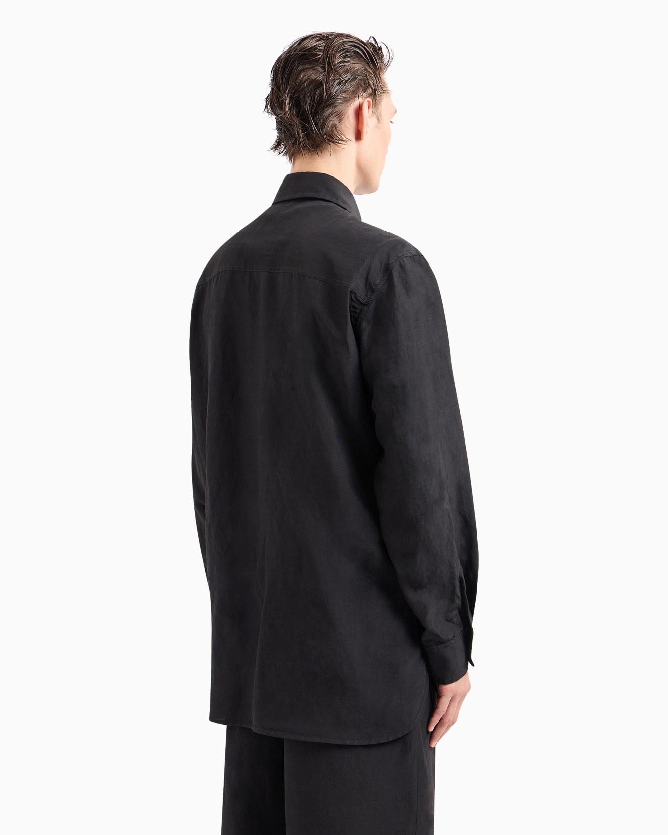 Viscose and linen canvas shirt jacket with zip Slide 3