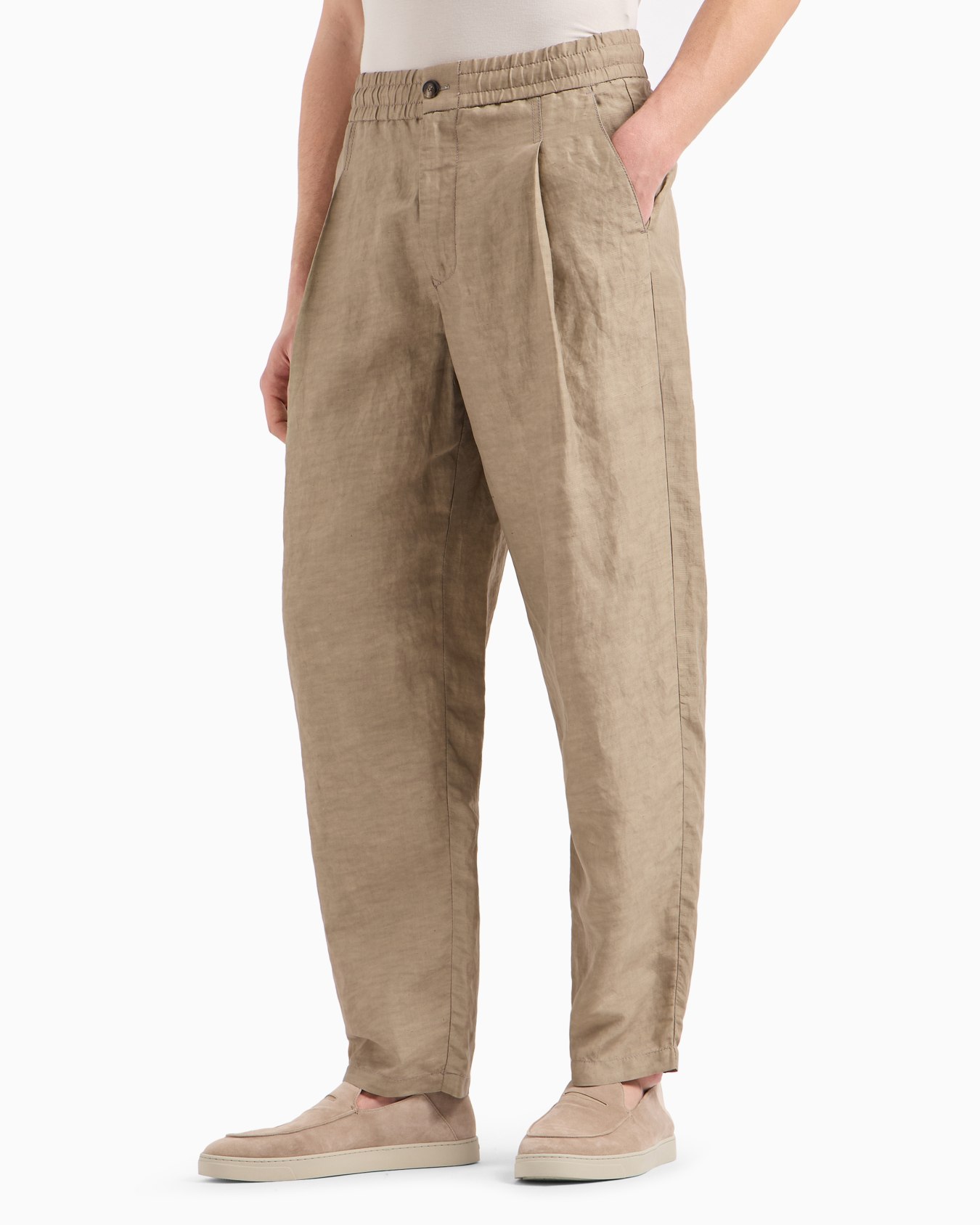 Viscose and linen canvas single-darted trousers Slide 1