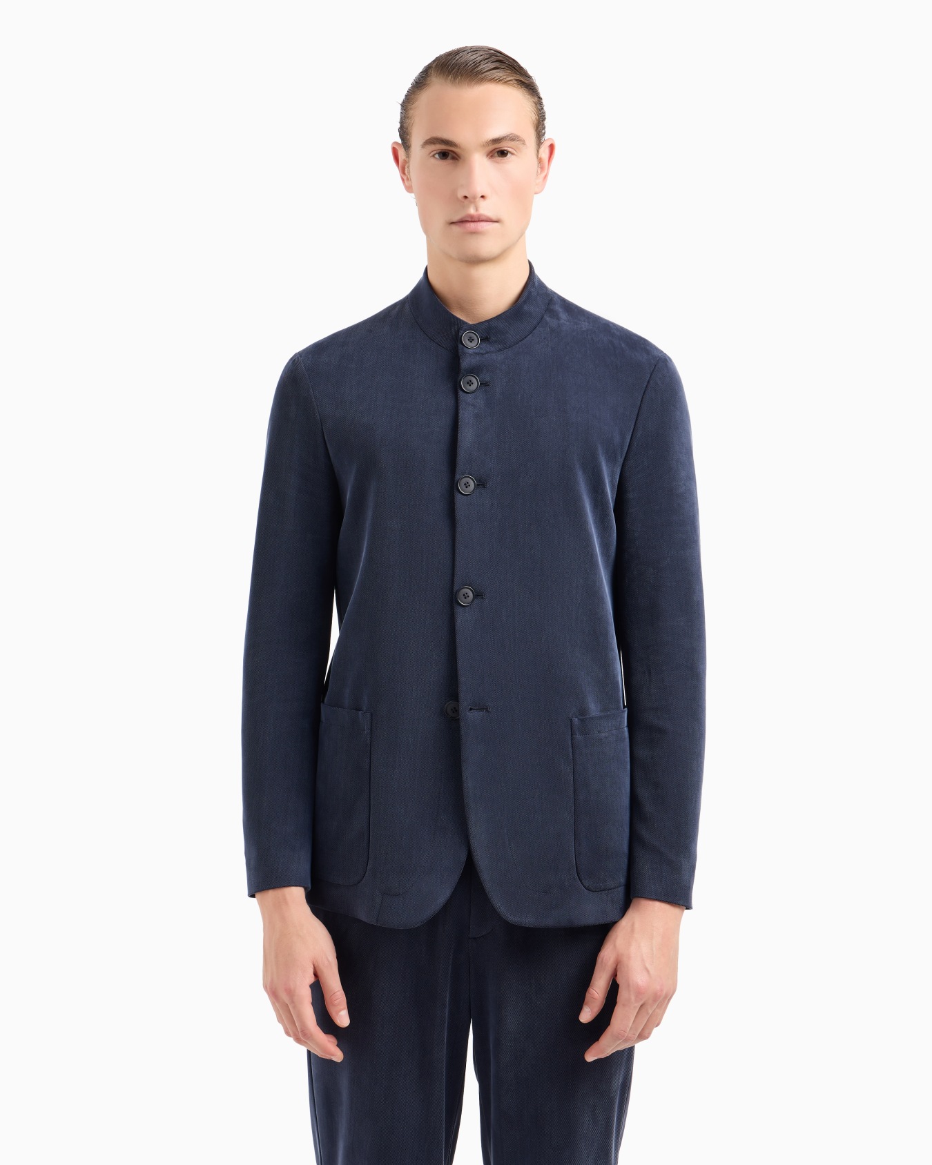 Single-breasted jacket in cupro jersey Slide 1
