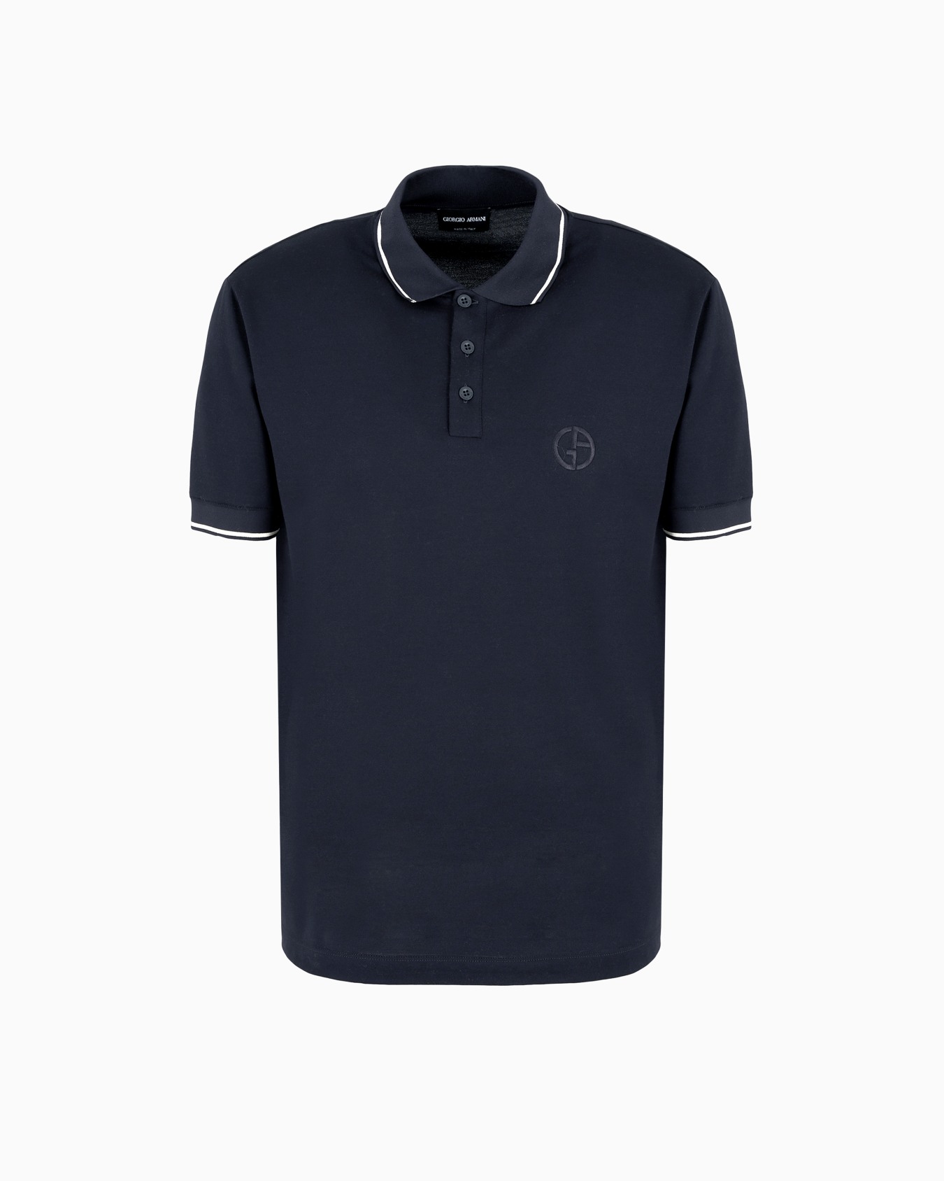 Short-sleeved polo shirt in silk and cotton jersey Slide 0