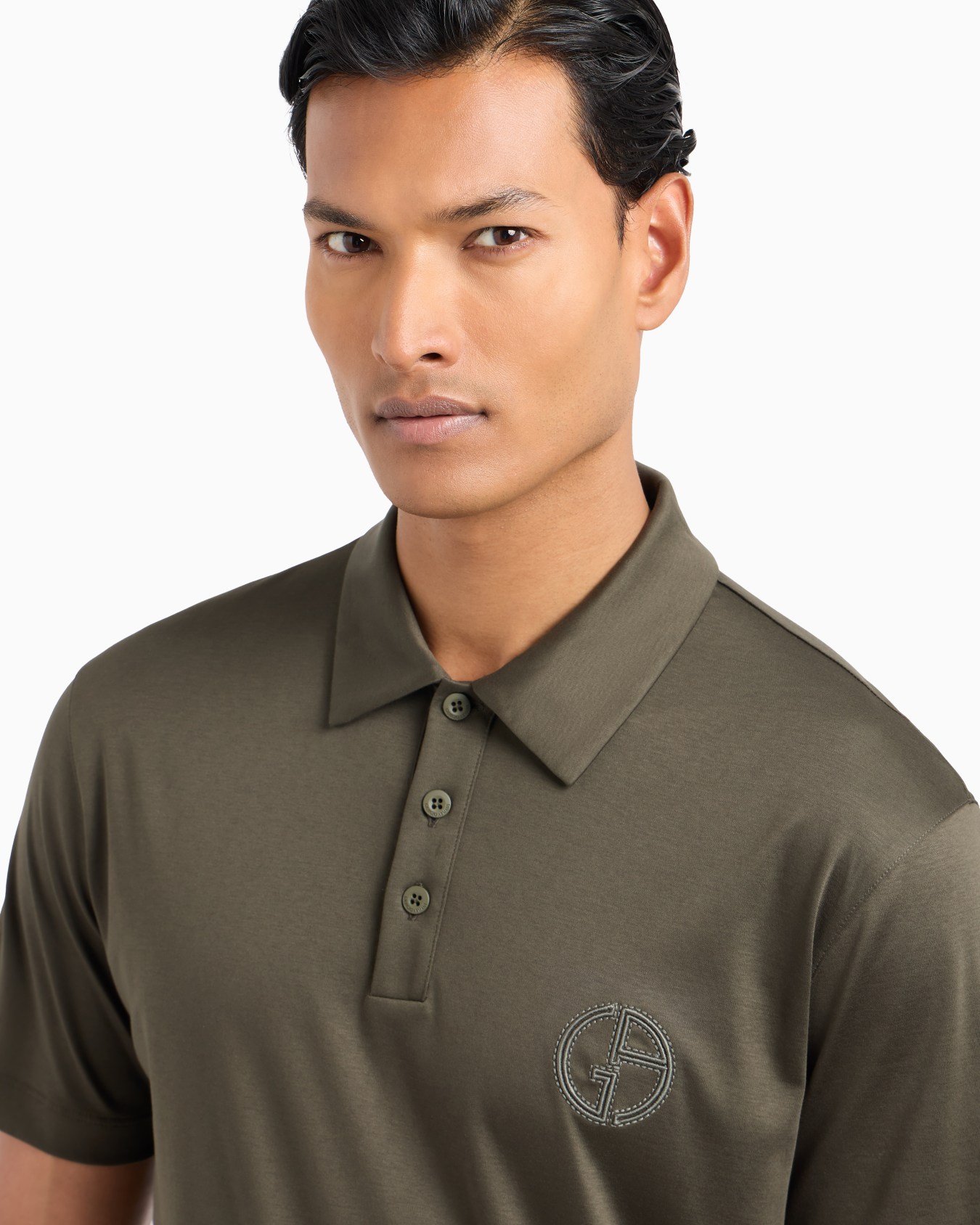 Short-sleeved polo shirt in cotton interlock Slide 4