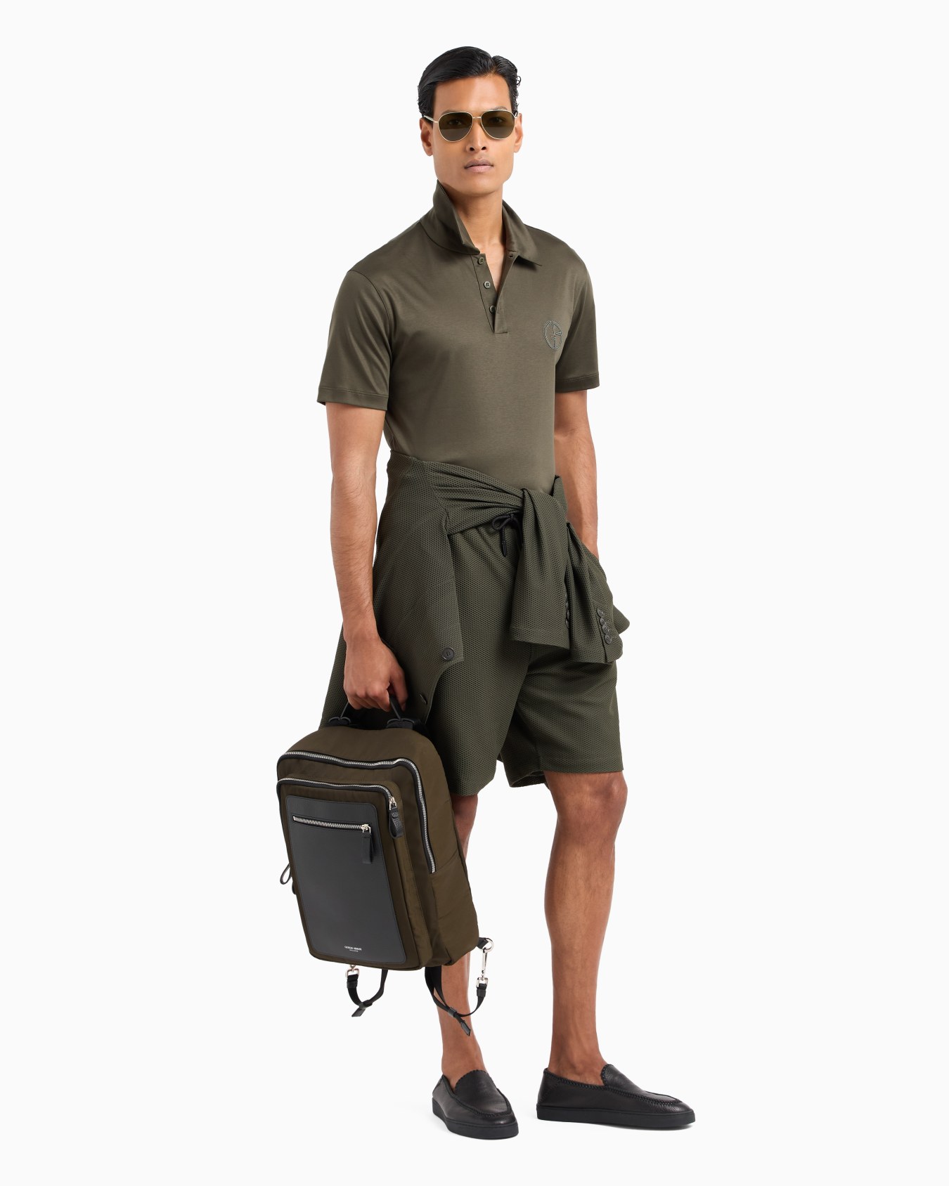 Short-sleeved polo shirt in cotton interlock Slide 3