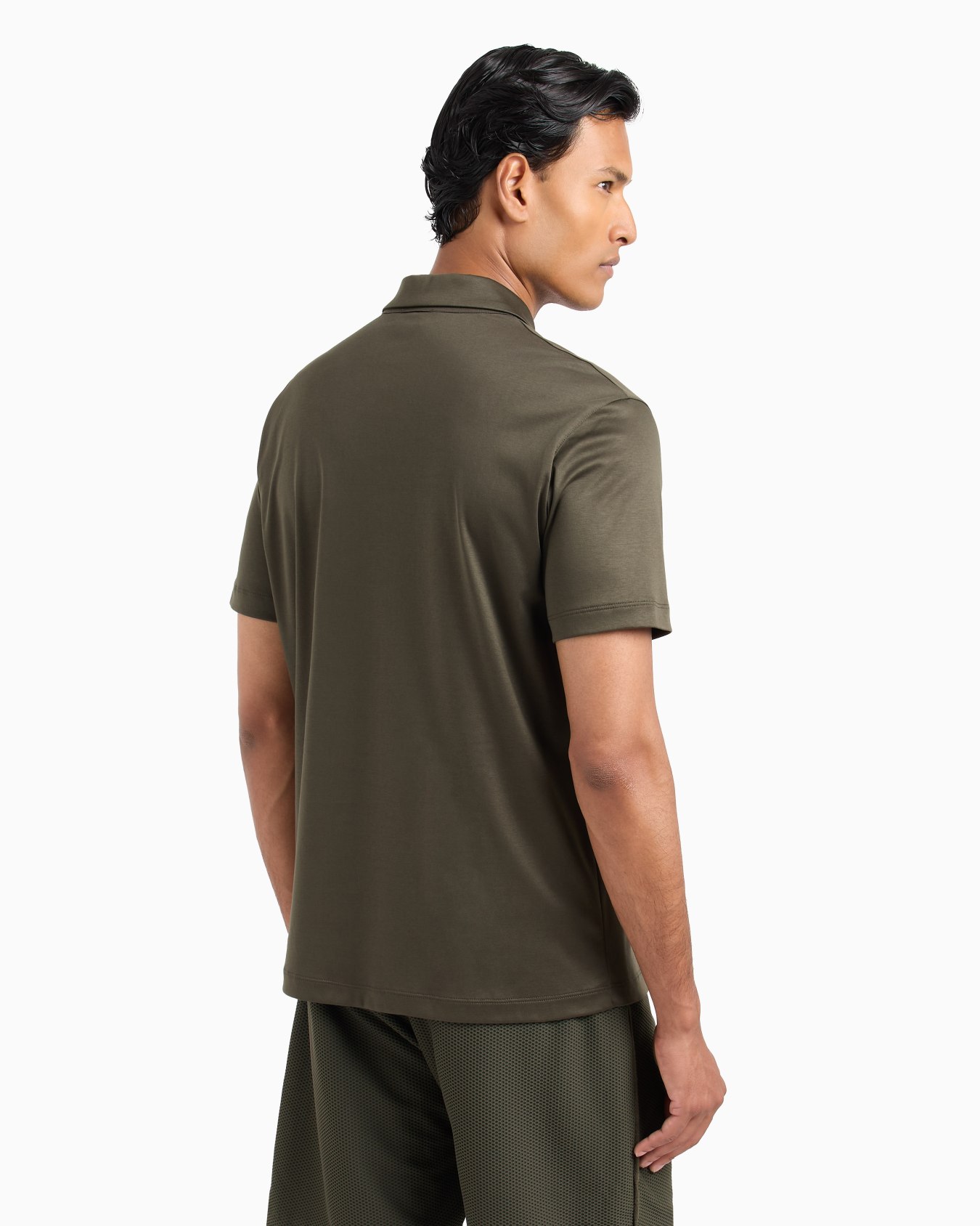 Short-sleeved polo shirt in cotton interlock Slide 2