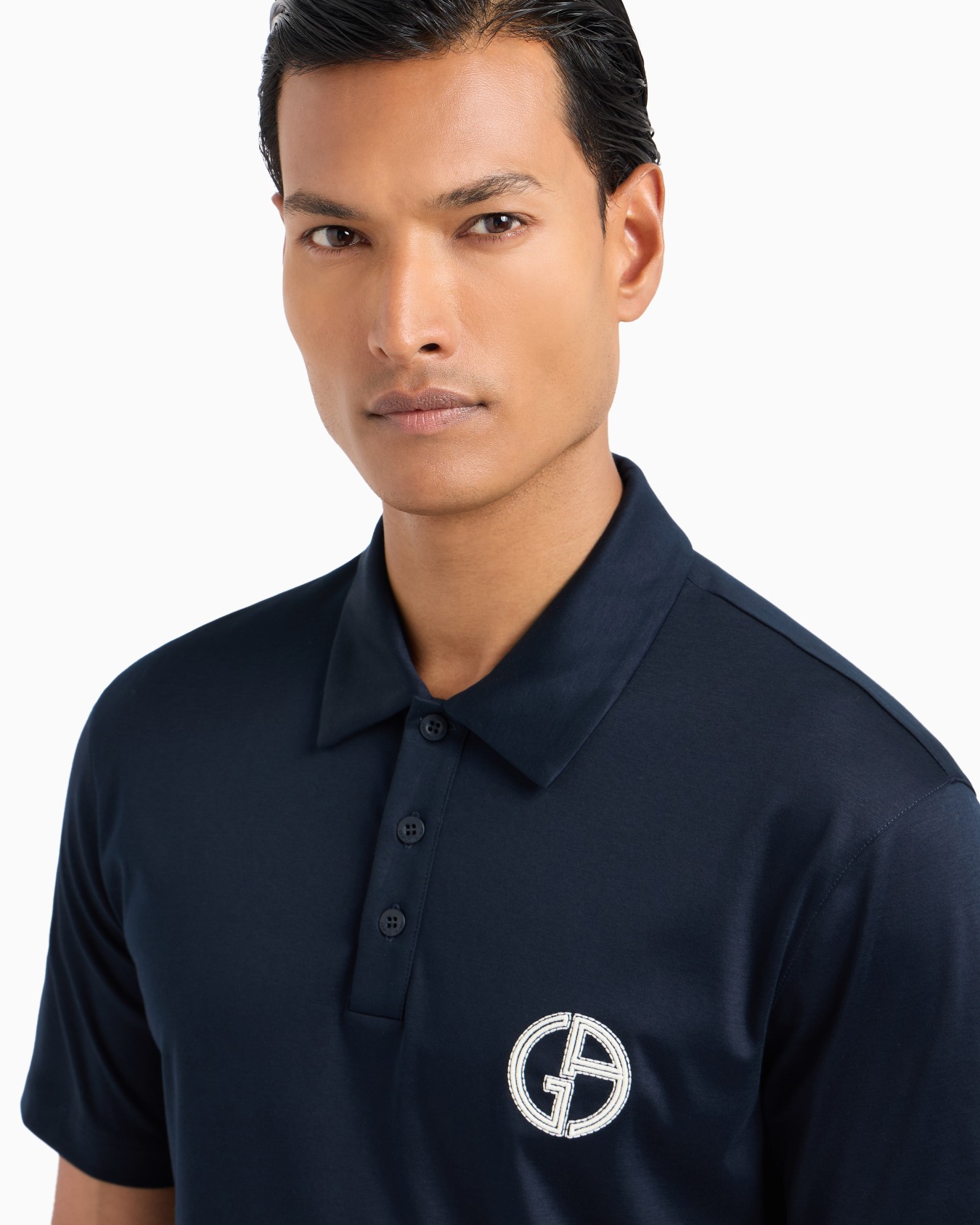 Short-sleeved polo shirt in cotton interlock Slide 4