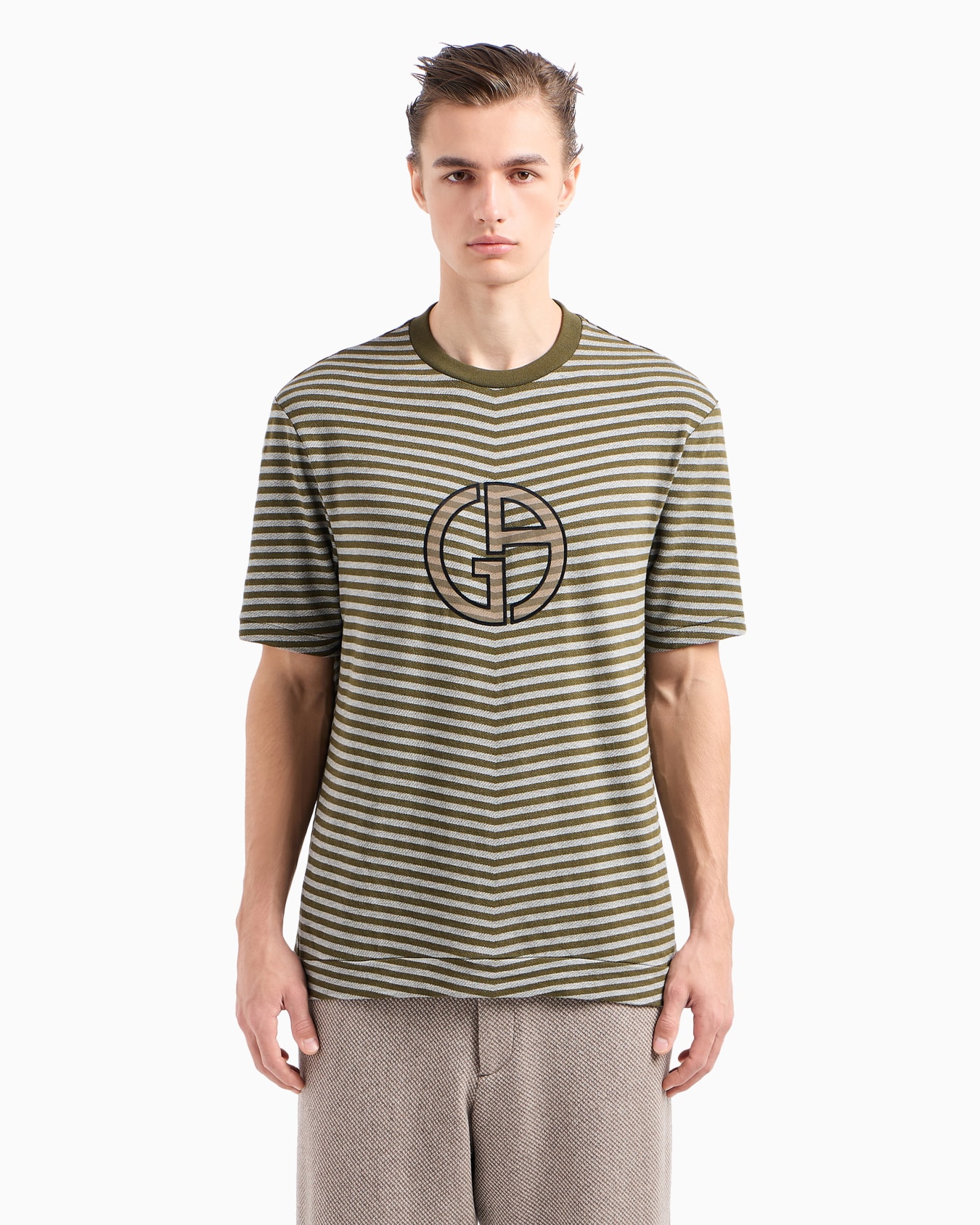 Chevron jacquard stretch viscose crew-neck T-shirt Slide 2