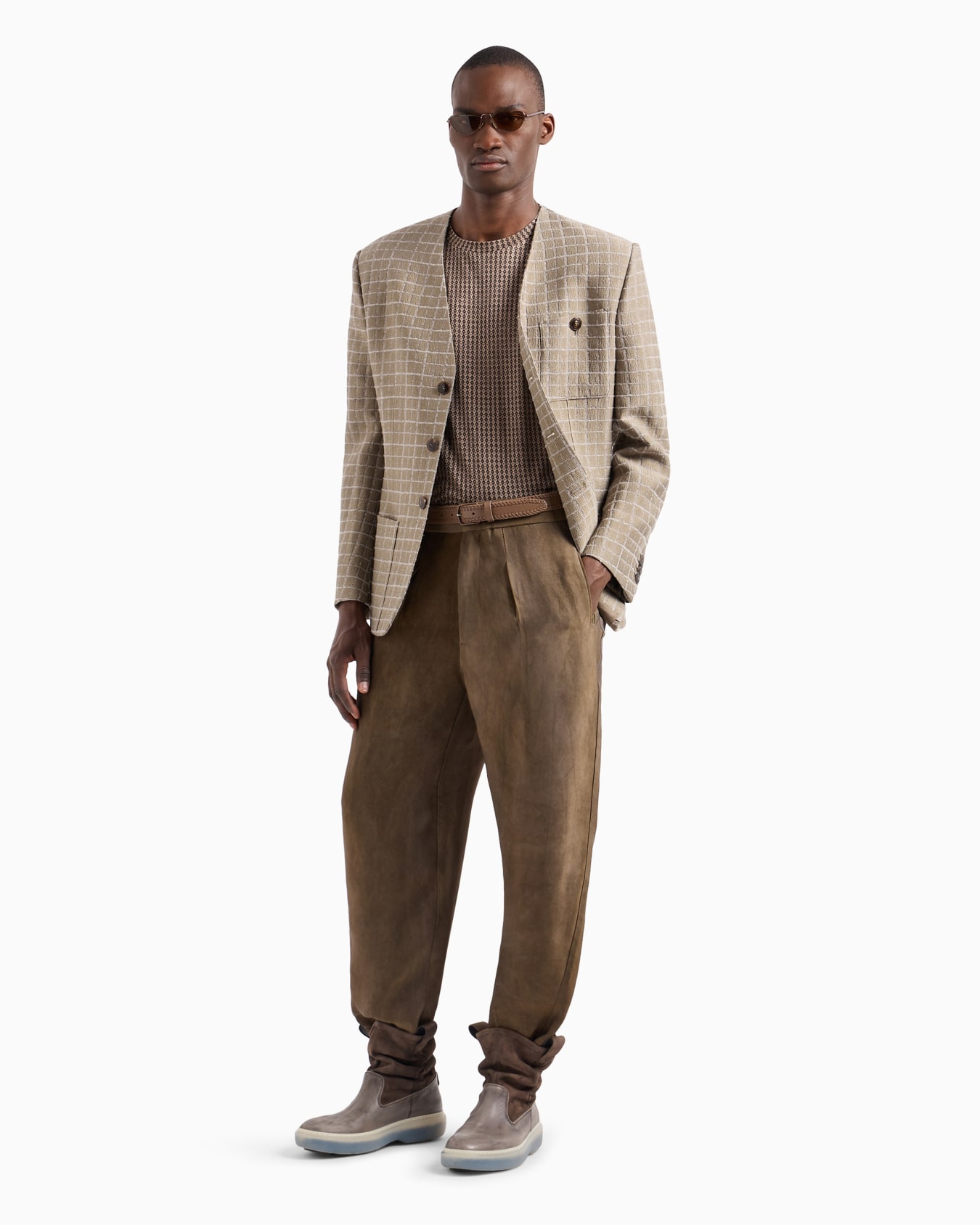 T-Shirt mit Rundhalsausschnitt aus Seiden- und Baumwolljacquard Folie 3