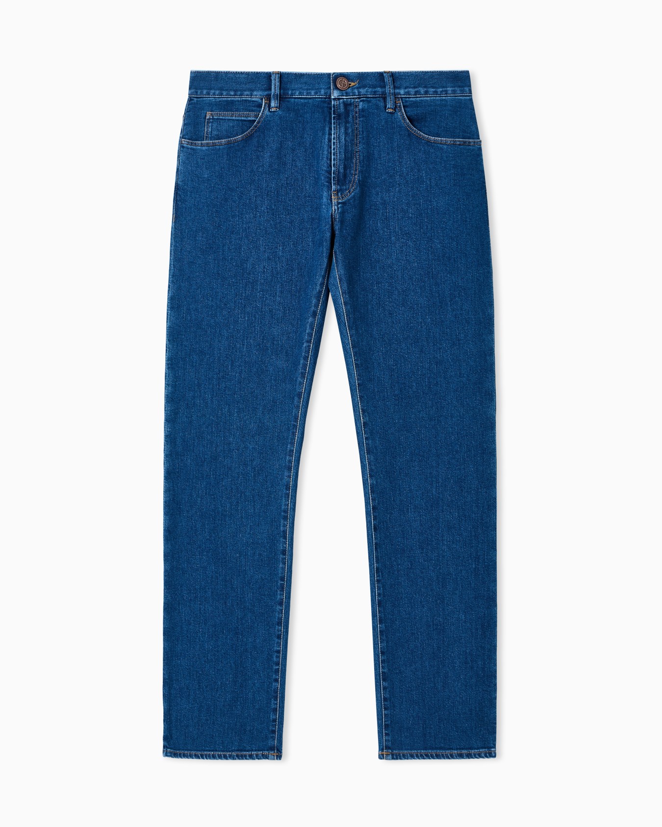 Pantalones cinco bolsillos regular fit de denim de algodón elástico Diapositiva 0