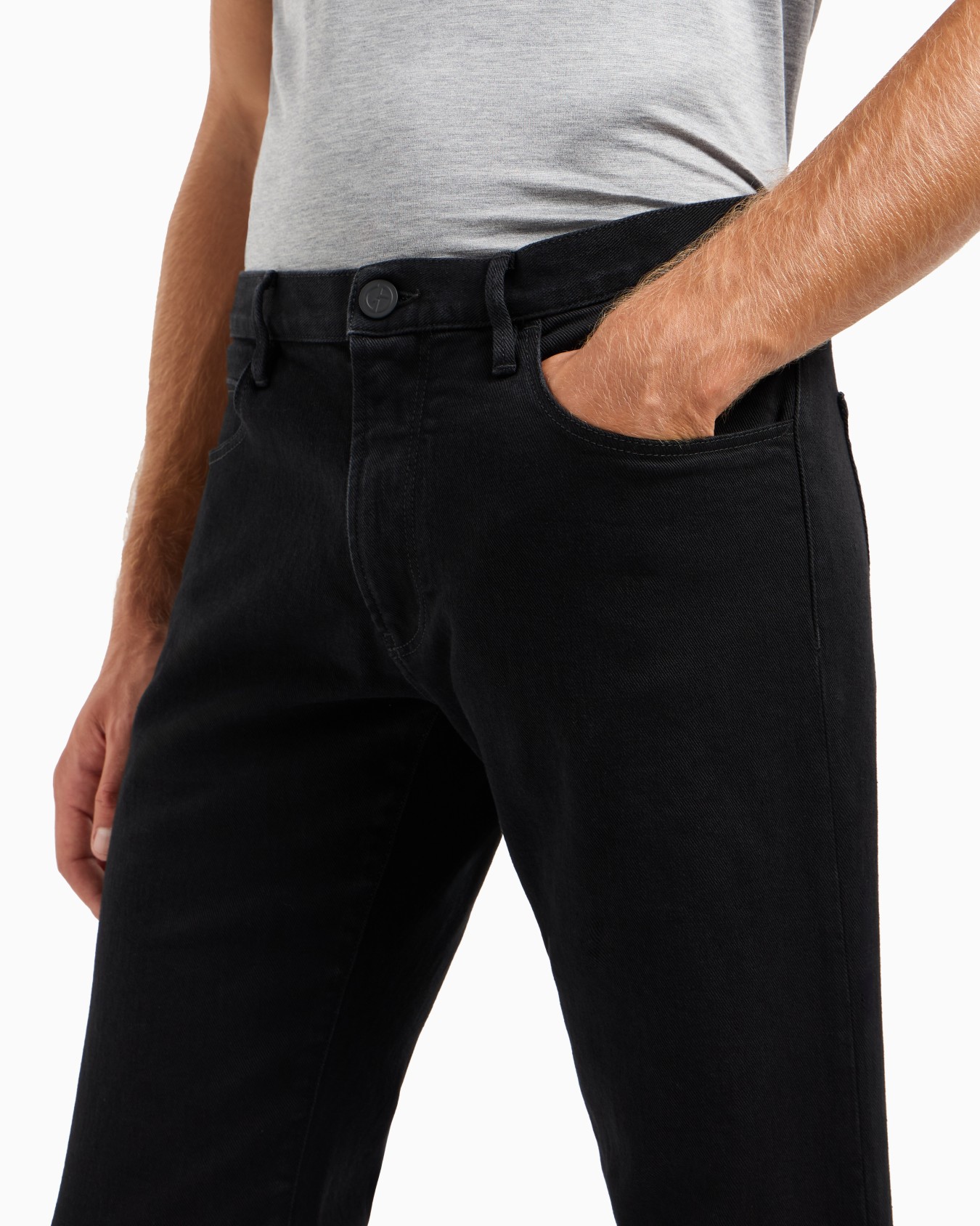 Five-pocket, regular-fit, stretch-cotton denim trousers Slide 4