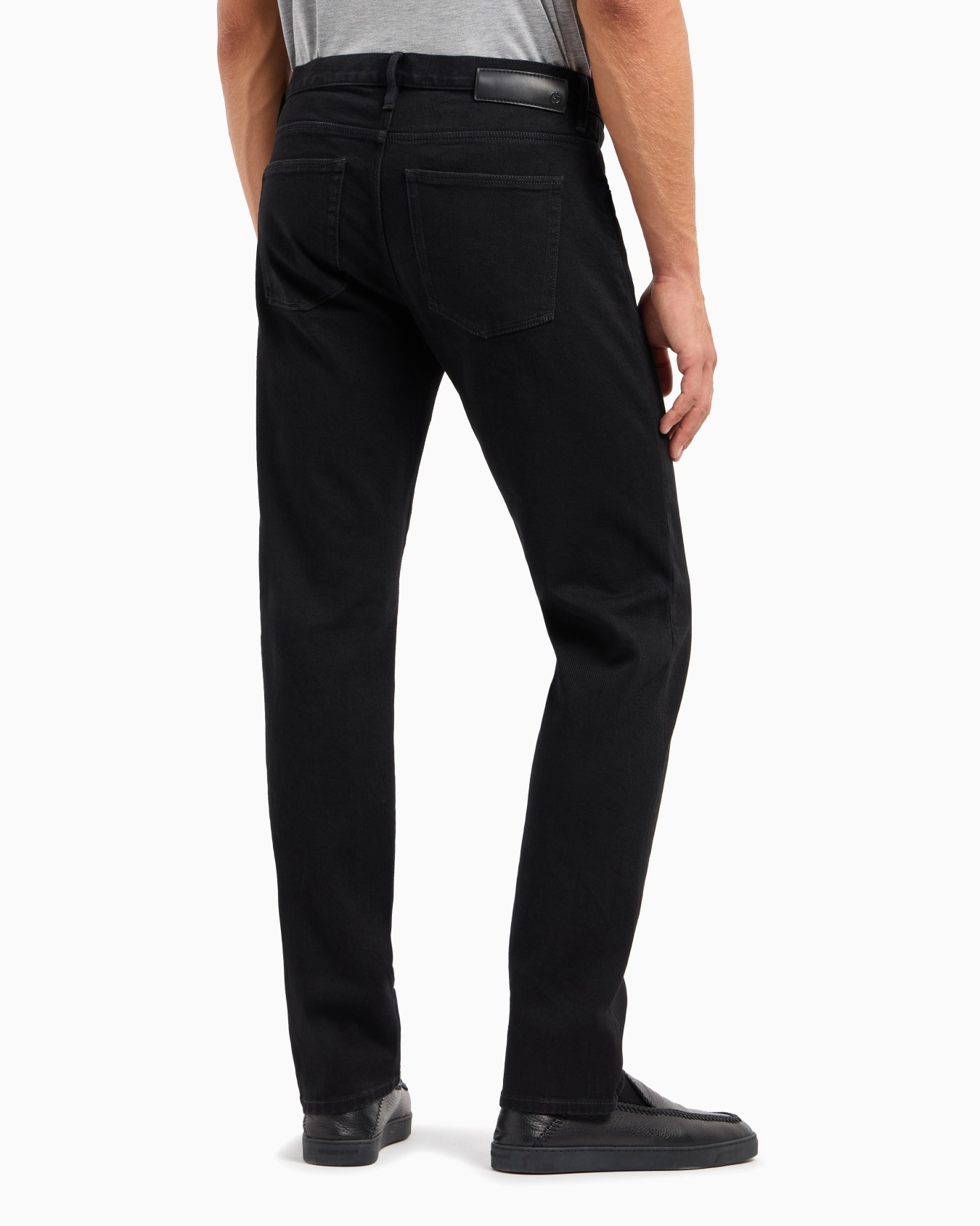 Five-pocket, regular-fit, stretch-cotton denim trousers Slide 2