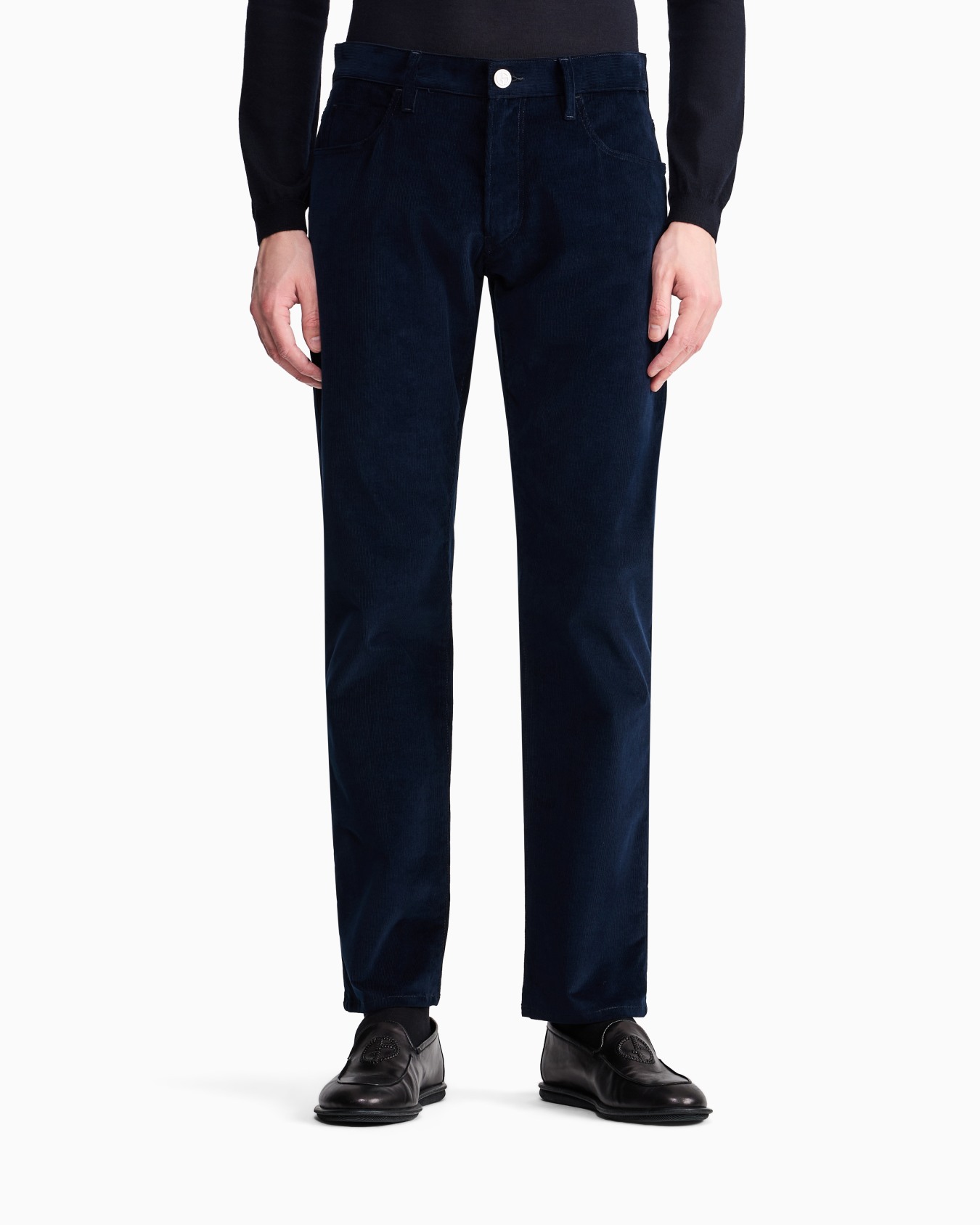 Regular-fit, five-pocket trousers in cotton and cashmere Slide 3