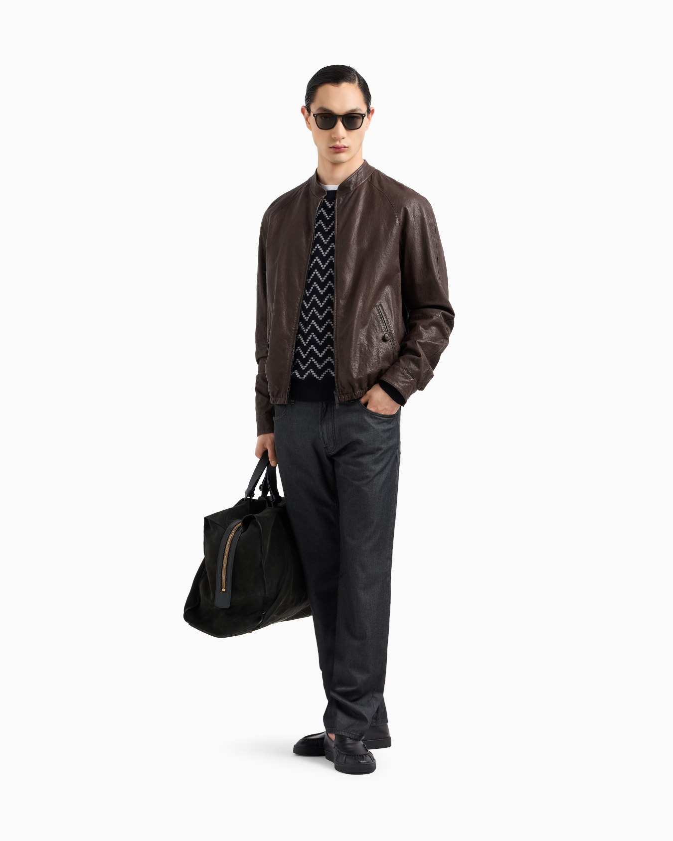 Stretch cotton and silk, regular-fit, five-pocket trousers Slide 1