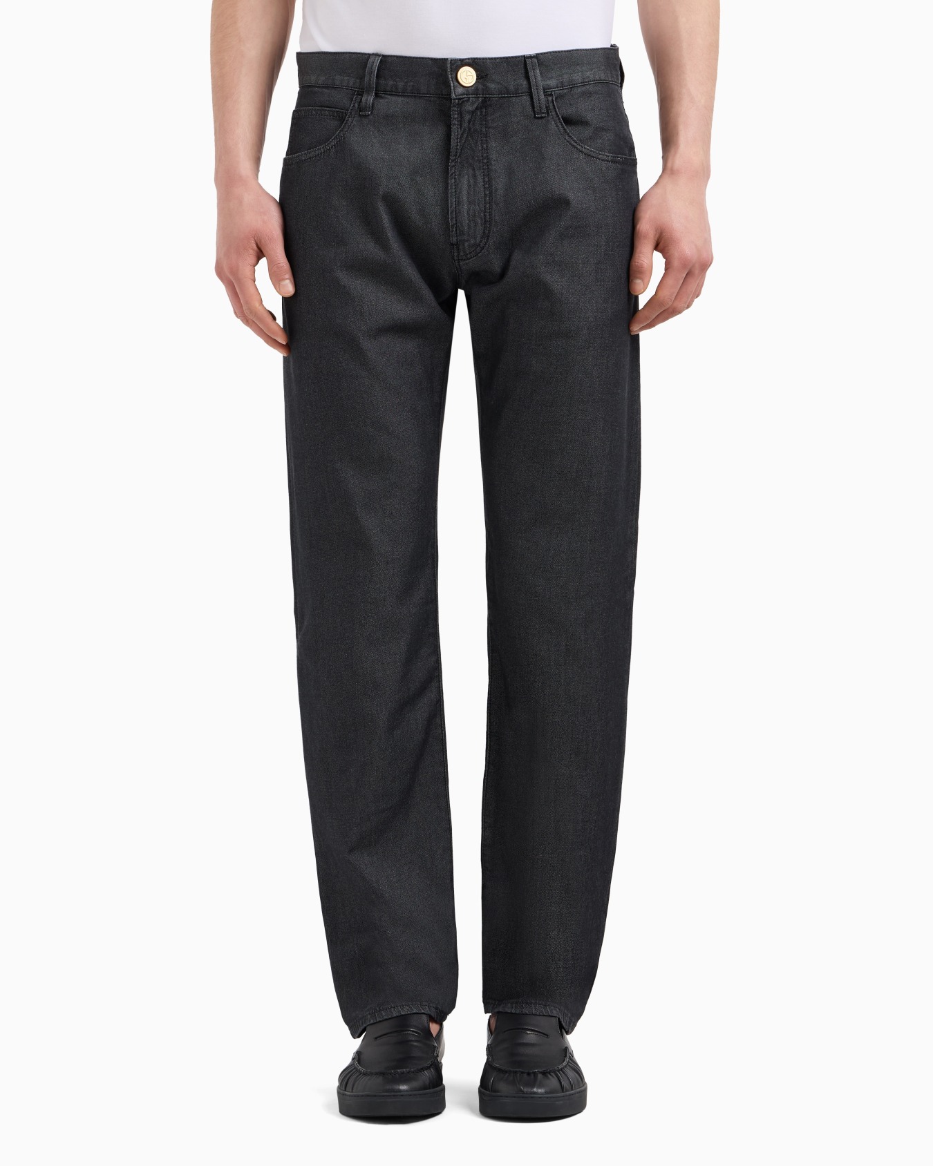 Stretch cotton and silk, regular-fit, five-pocket trousers Slide 3