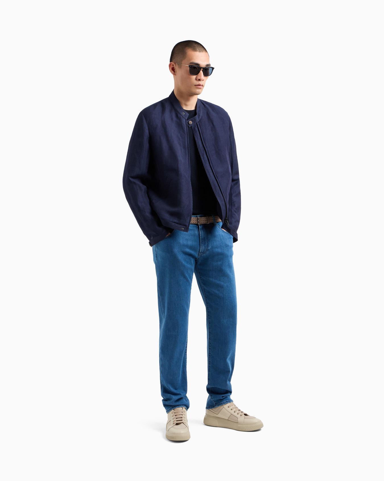 Pantaloni 5 tasche regular fit in denim di cotone stretch Slide 1