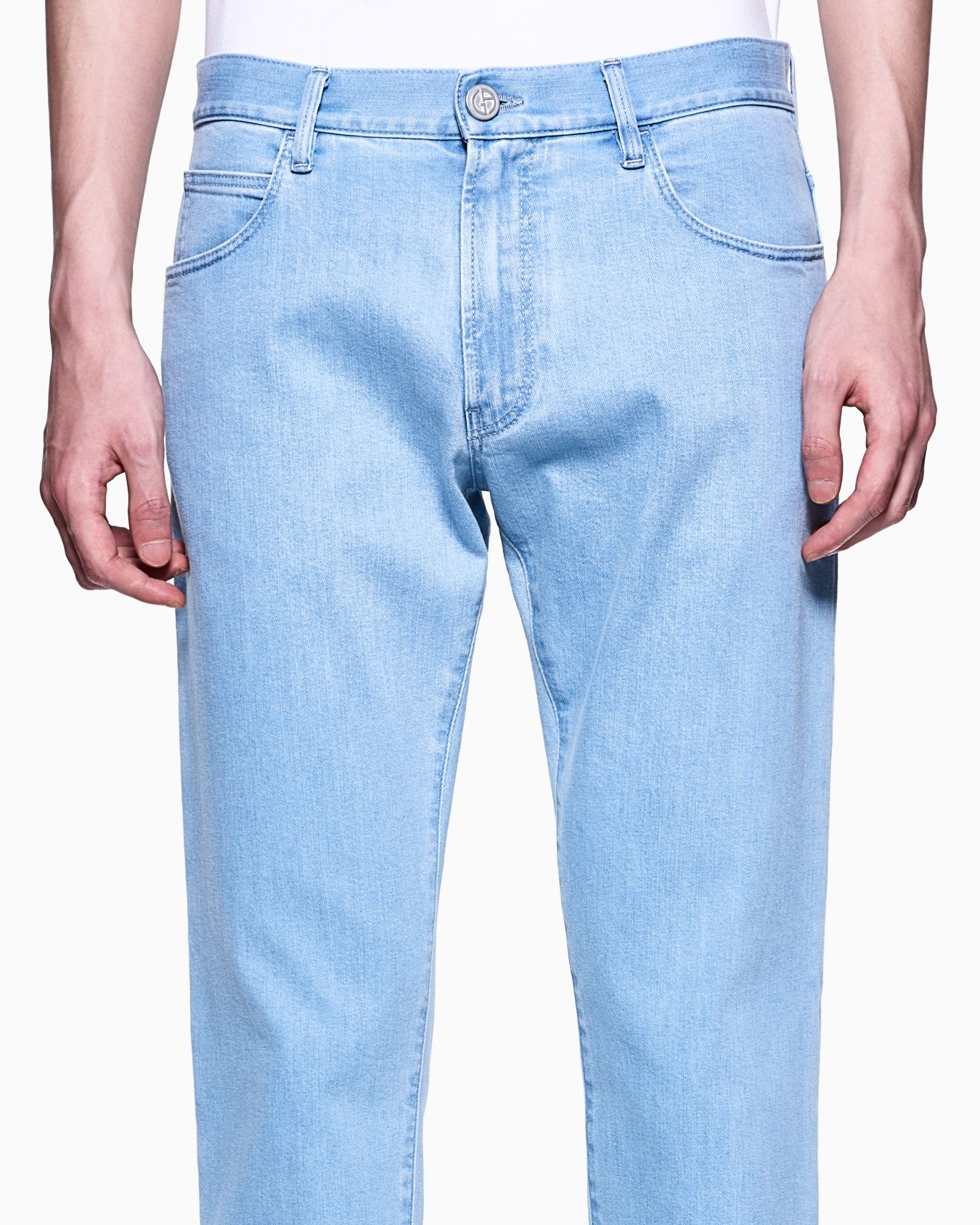 Five-pocket, regular-fit, stretch cotton-denim trousers Slide 4