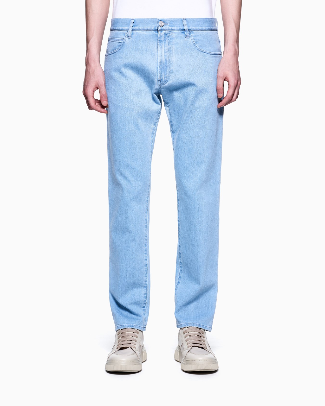 Five-pocket, regular-fit, stretch cotton-denim trousers Slide 3
