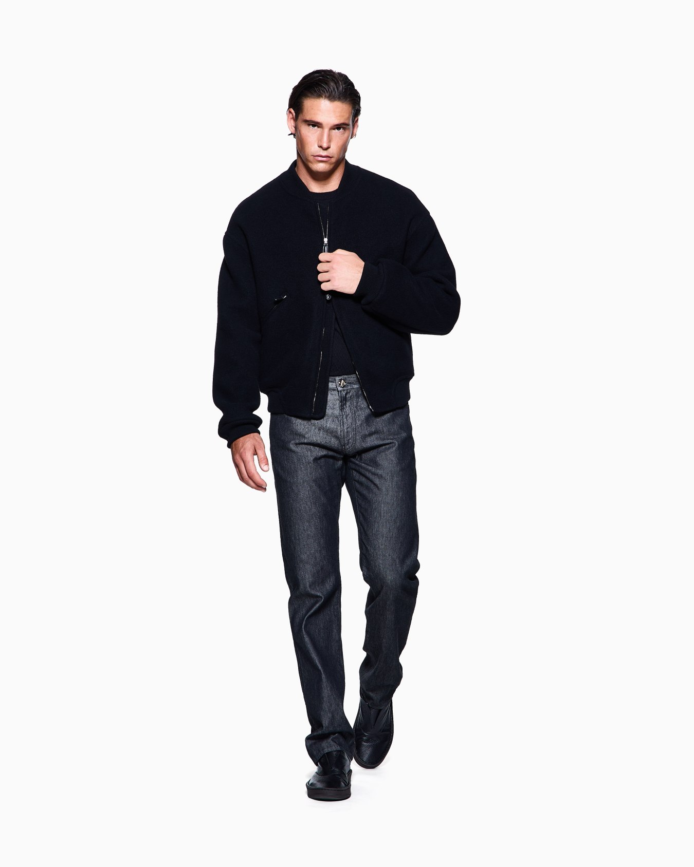 Regular-fit five-pocket trousers in silk and luxury cotton twill  Slide 1