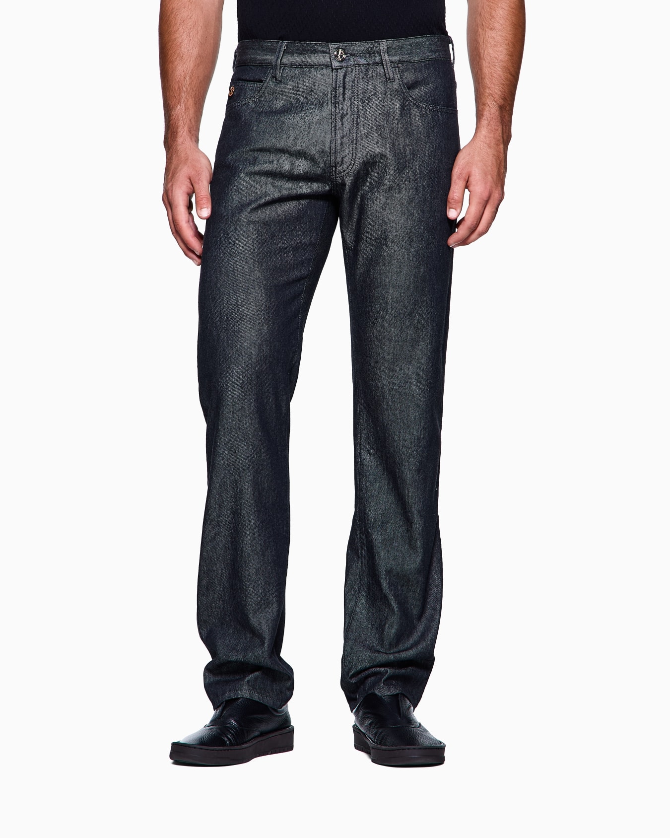 Regular-fit five-pocket trousers in silk and luxury cotton twill  Slide 3