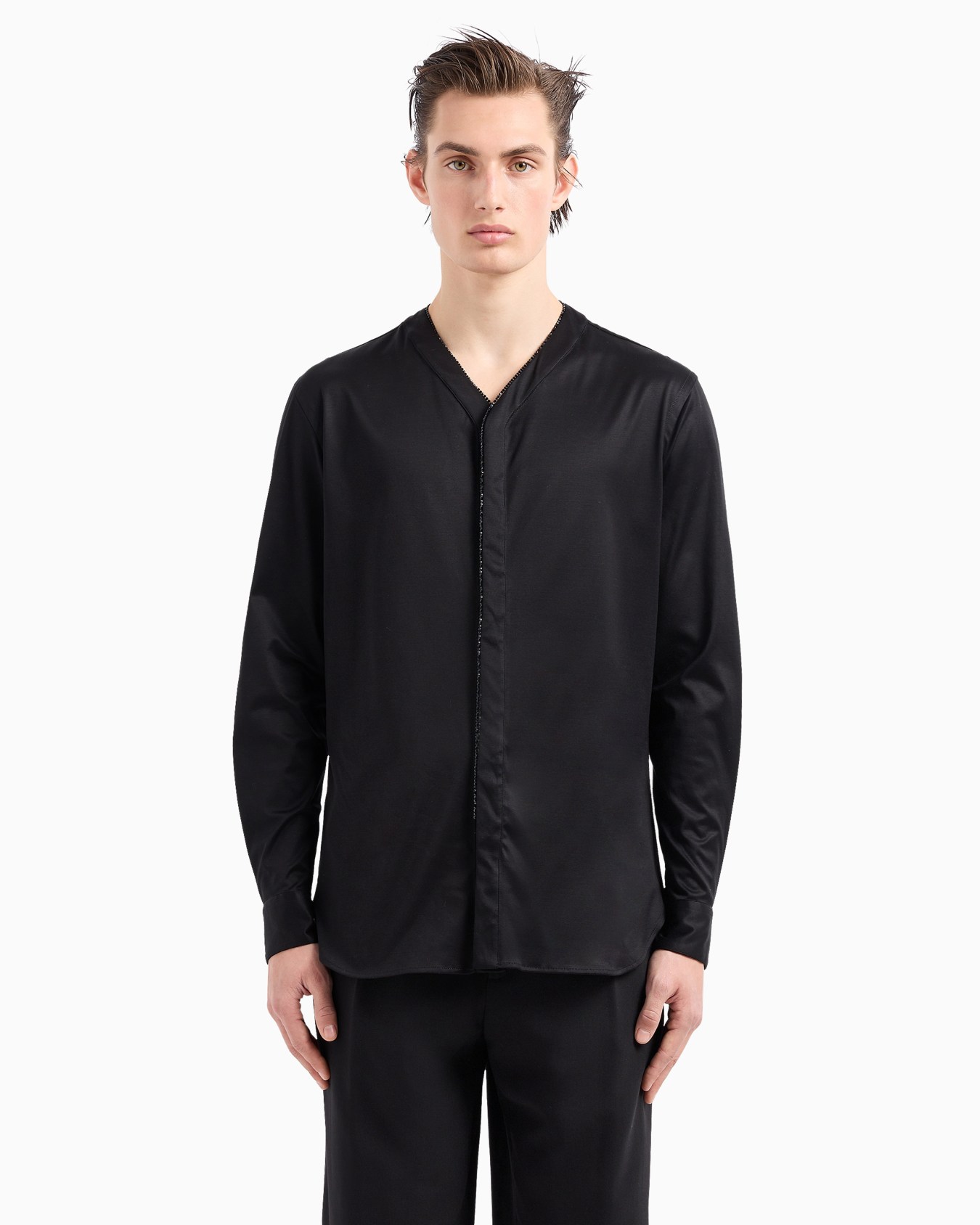 Giorgio's Seiden-Interlock-Hemd mit Strass-Paspeln Folie 4