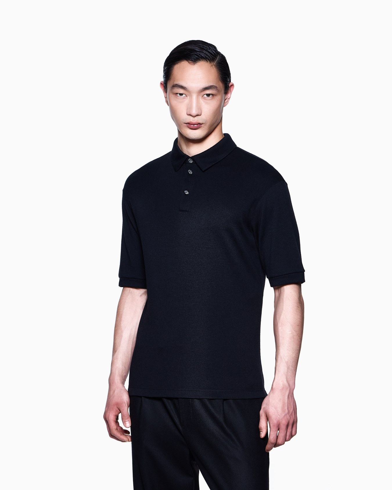 Pure cashmere interlock polo shirt Slide 3