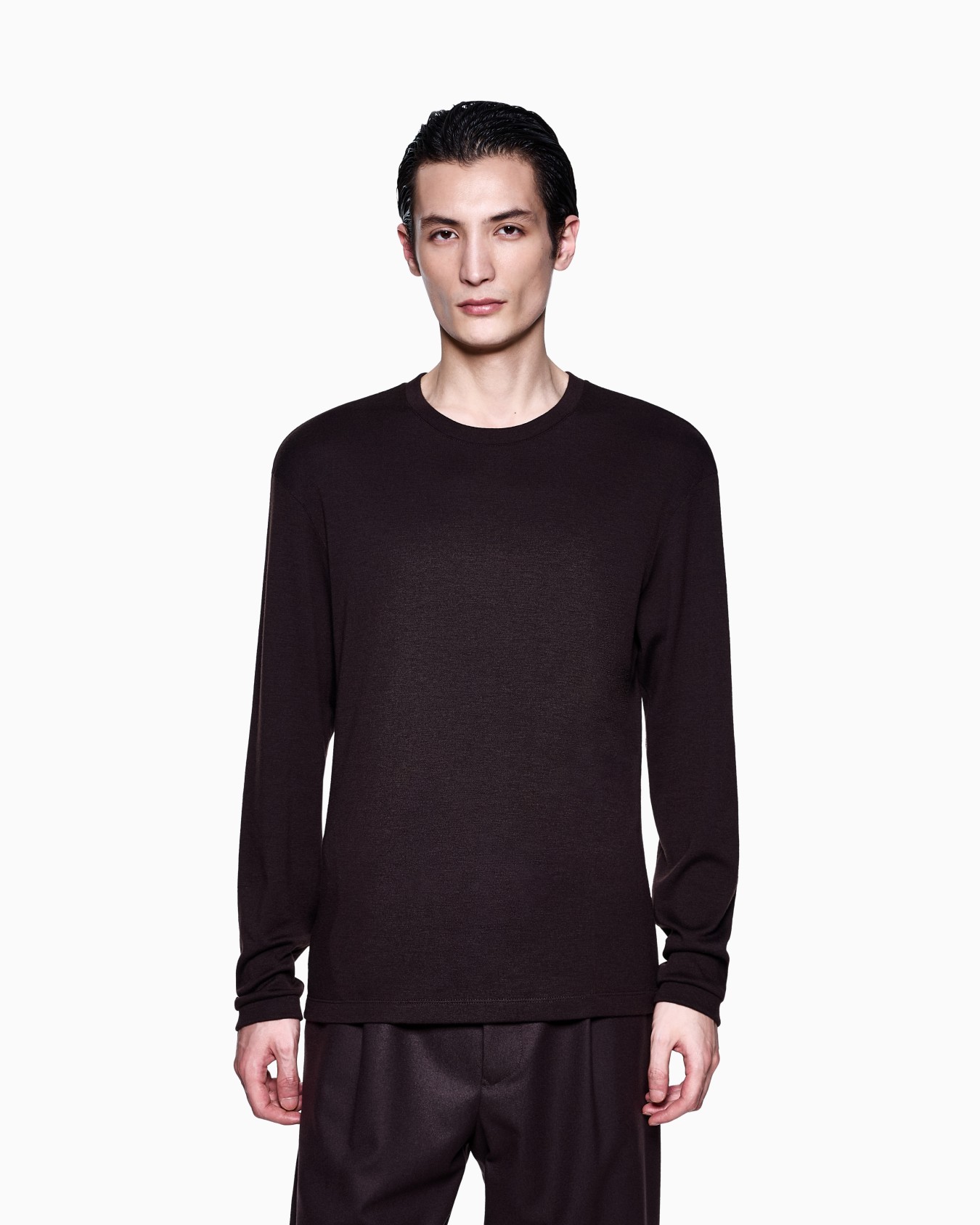 Pull à manches longues en interlock de pur cachemire Diapositive 3