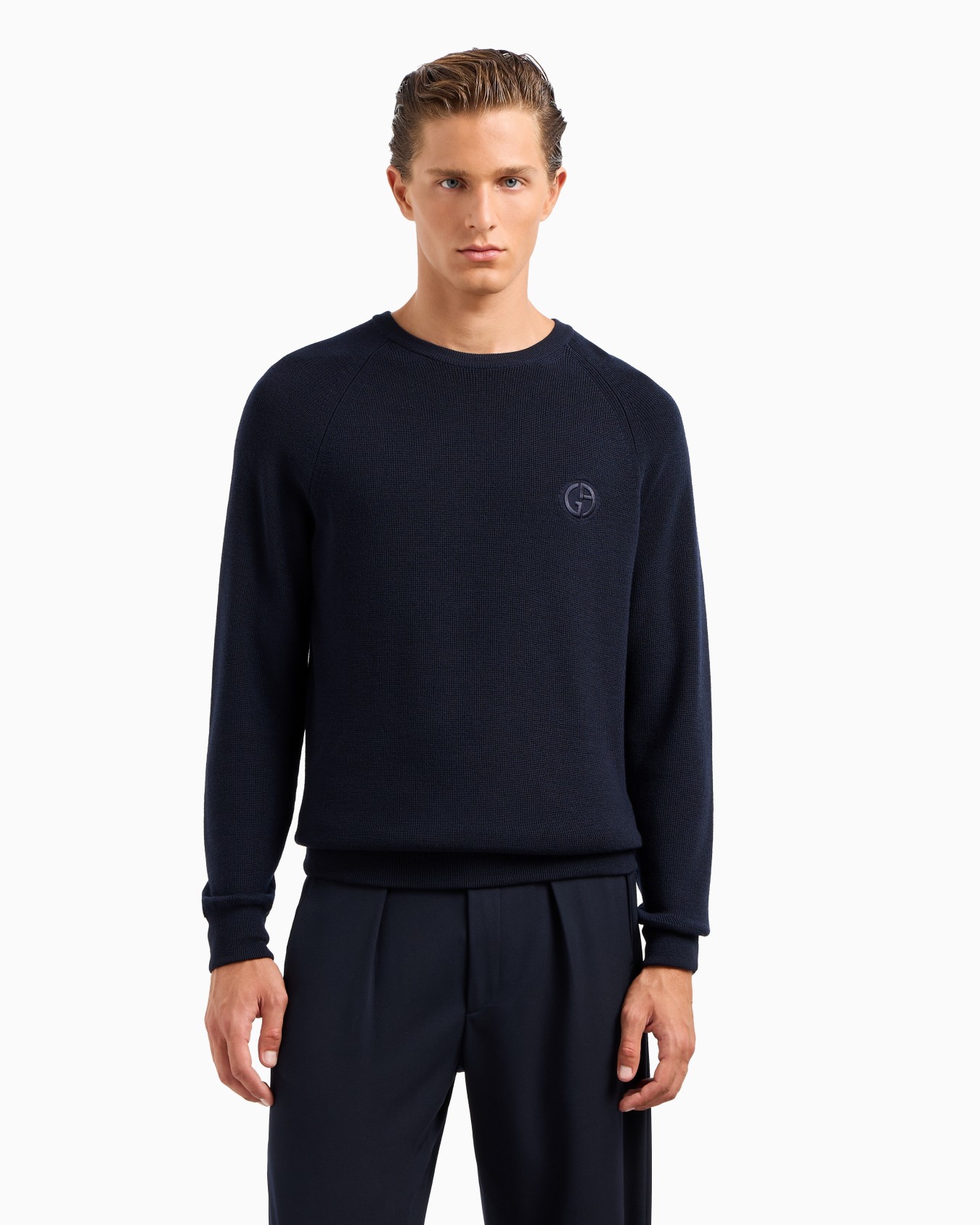 Pullover mit Rundhalsausschnitt aus Schurwolle Folie 1
