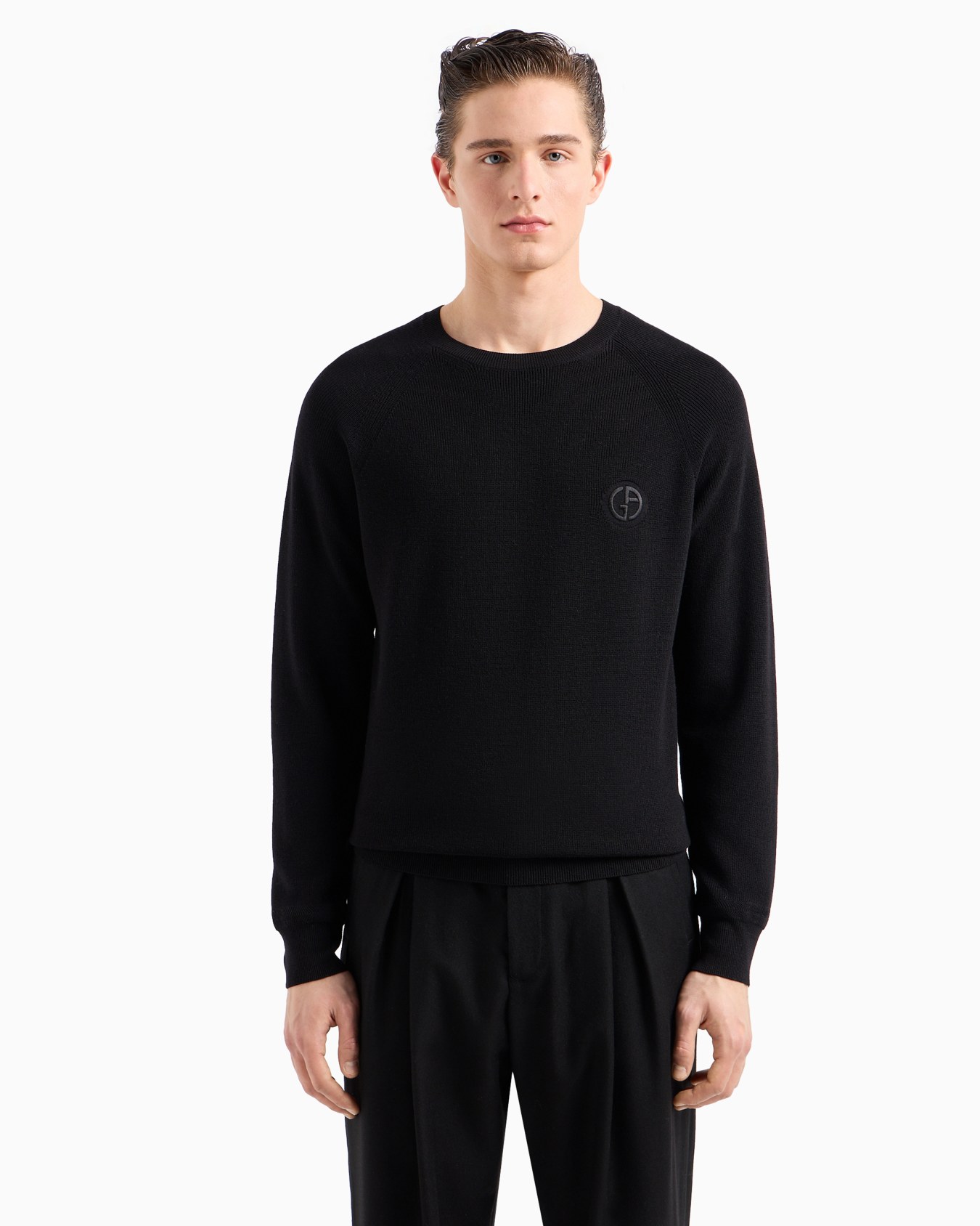 Virgin-wool, crew-neck jumper Slide 1