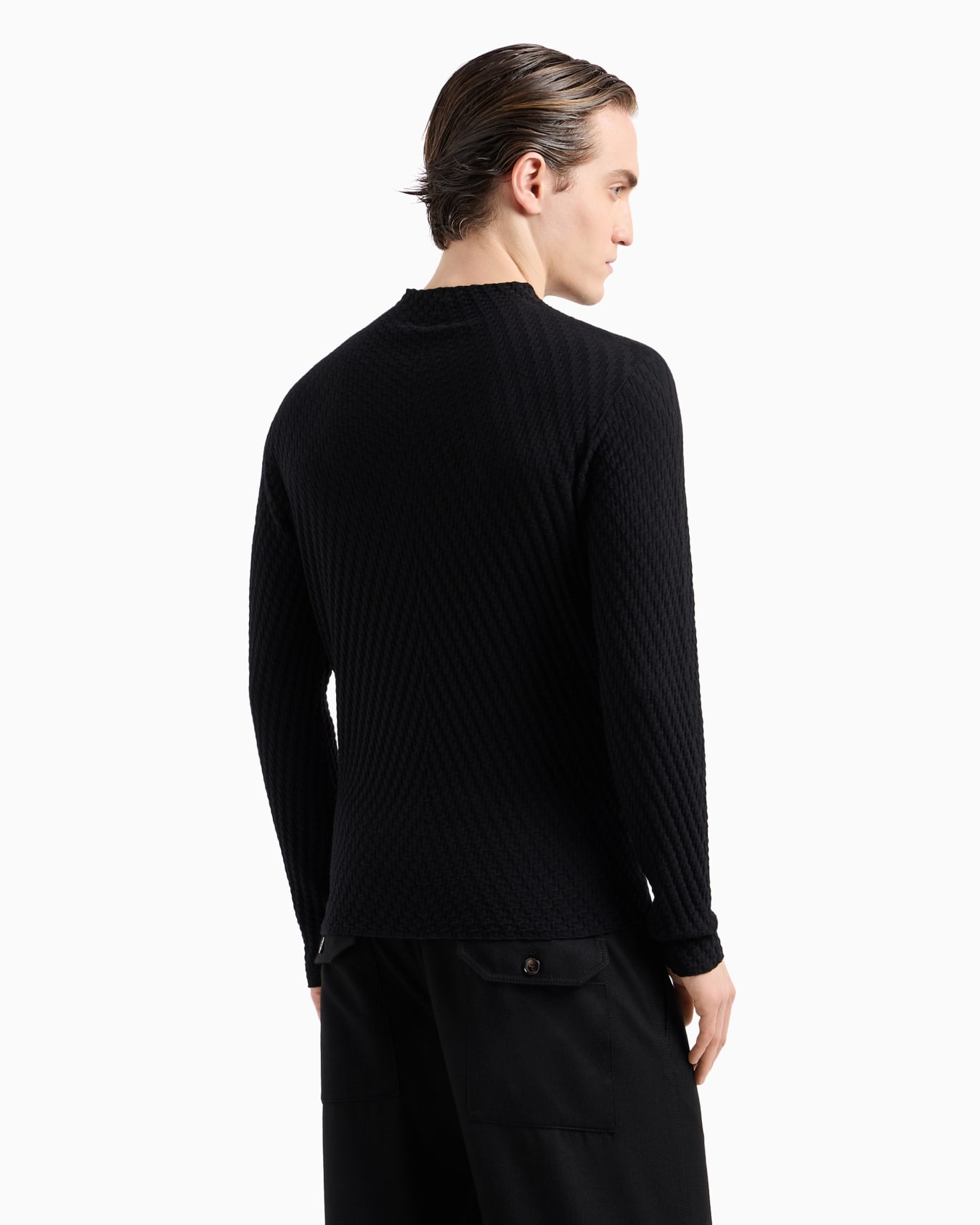Jersey de cuello chimenea de tejido jacquard de lana virgen Diapositiva 2