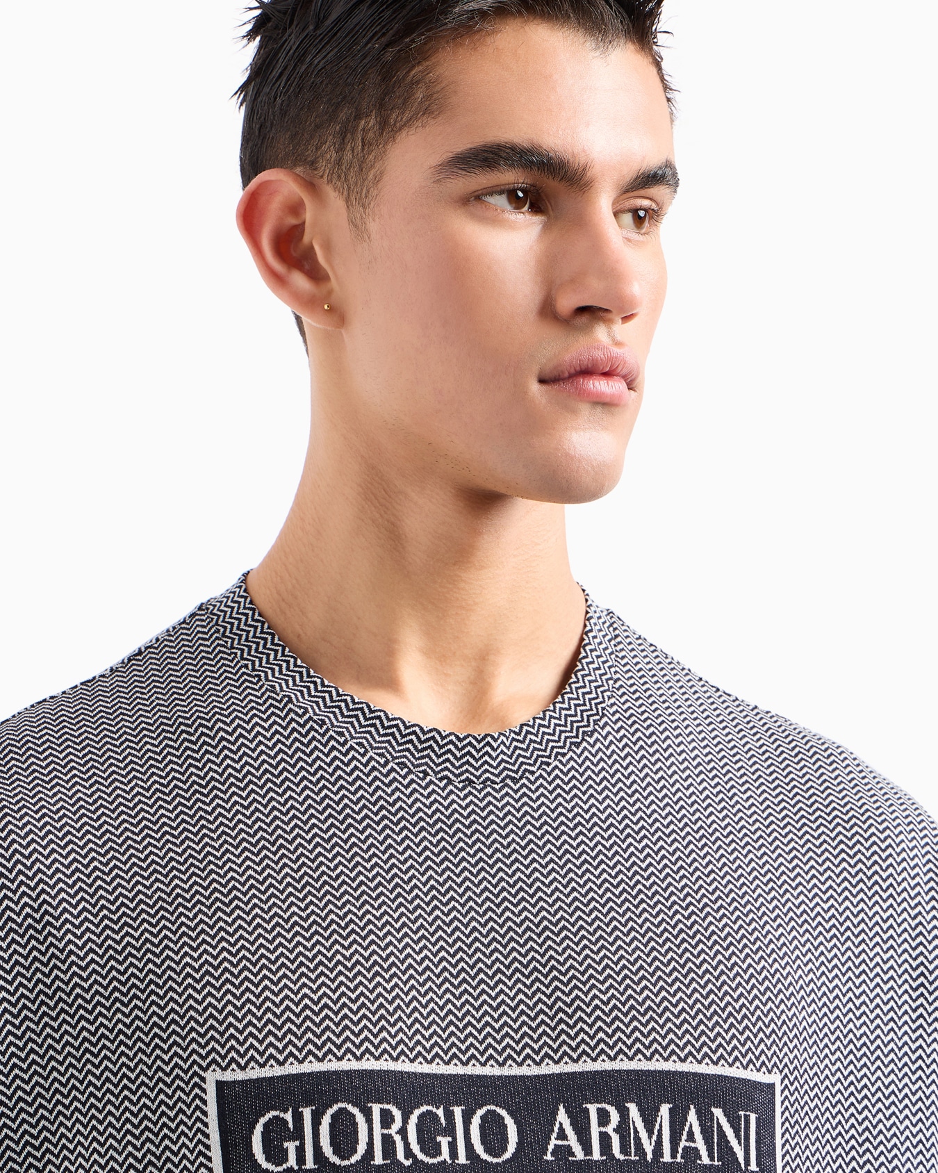 Denim Collection cotton T-shirt with jacquard logo Slide 5