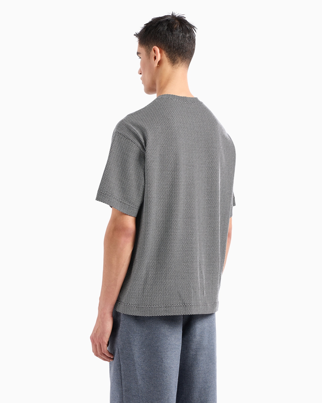 Denim Collection cotton T-shirt with jacquard logo Slide 3