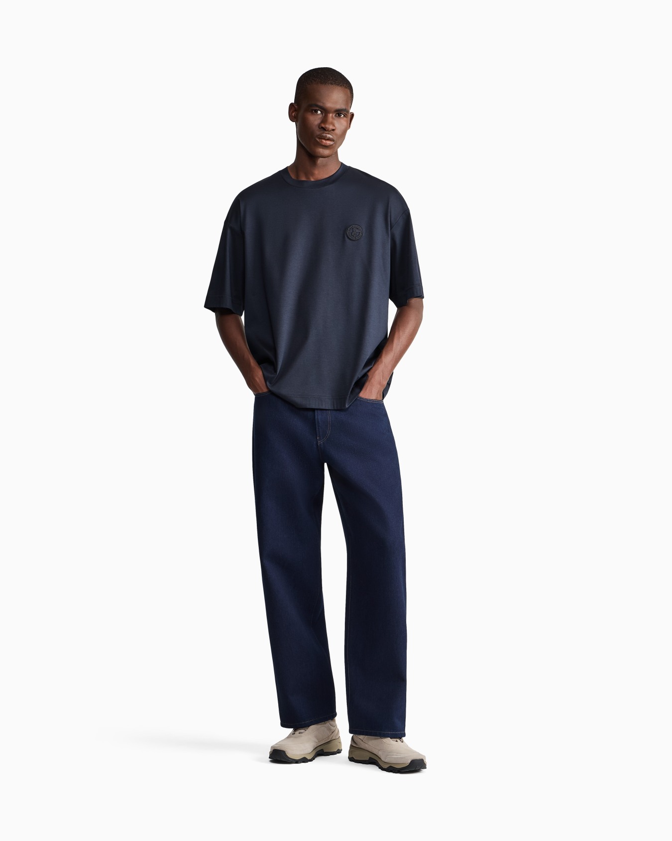 Oversized fit T-shirt in light mercerized cotton interlock Slide 1