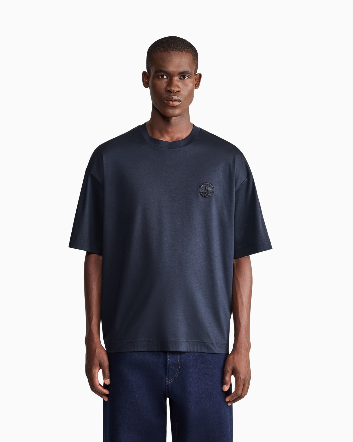 Oversized fit T-shirt in light mercerized cotton interlock Slide 3