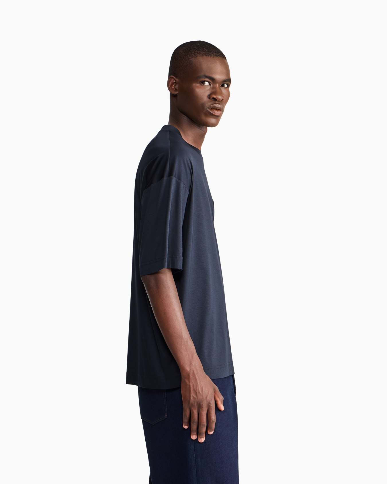 Oversized fit T-shirt in light mercerized cotton interlock Slide 7