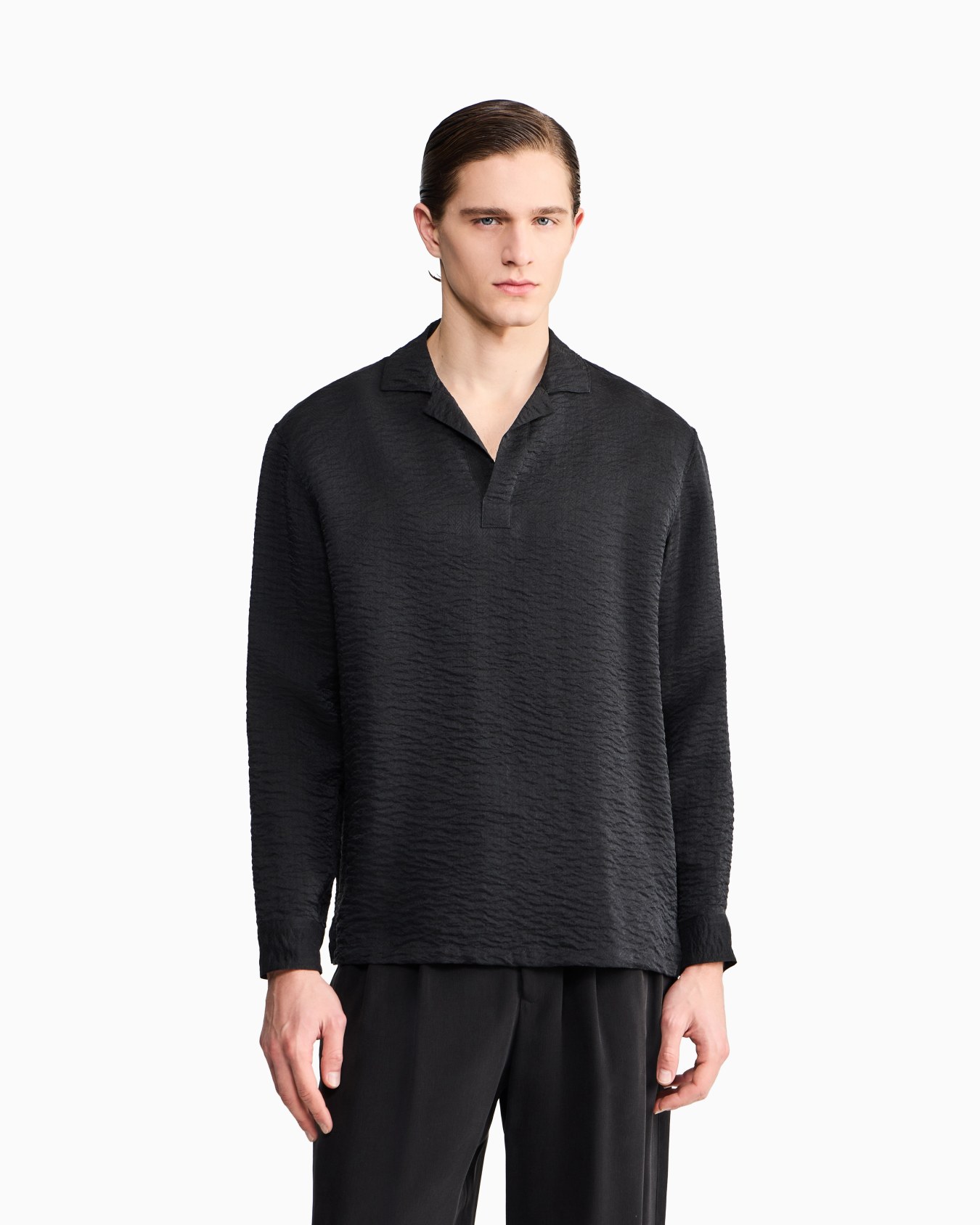 Jacquard cupro polo shirt Slide 4