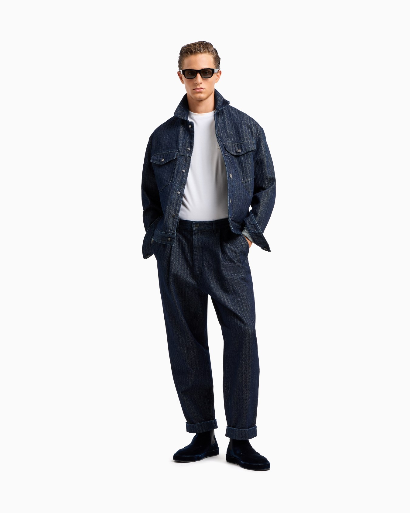 Cashmere and cotton interlock crew-neck T-shirt Slide 1