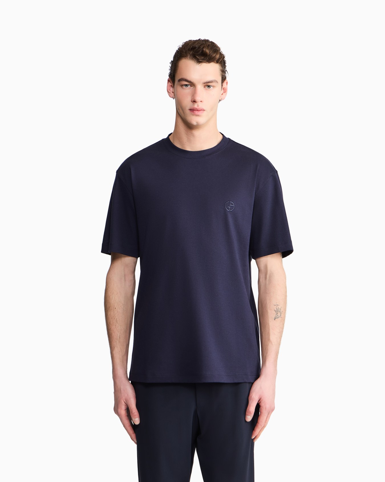 Cashmere and cotton interlock crew-neck T-shirt Slide 3