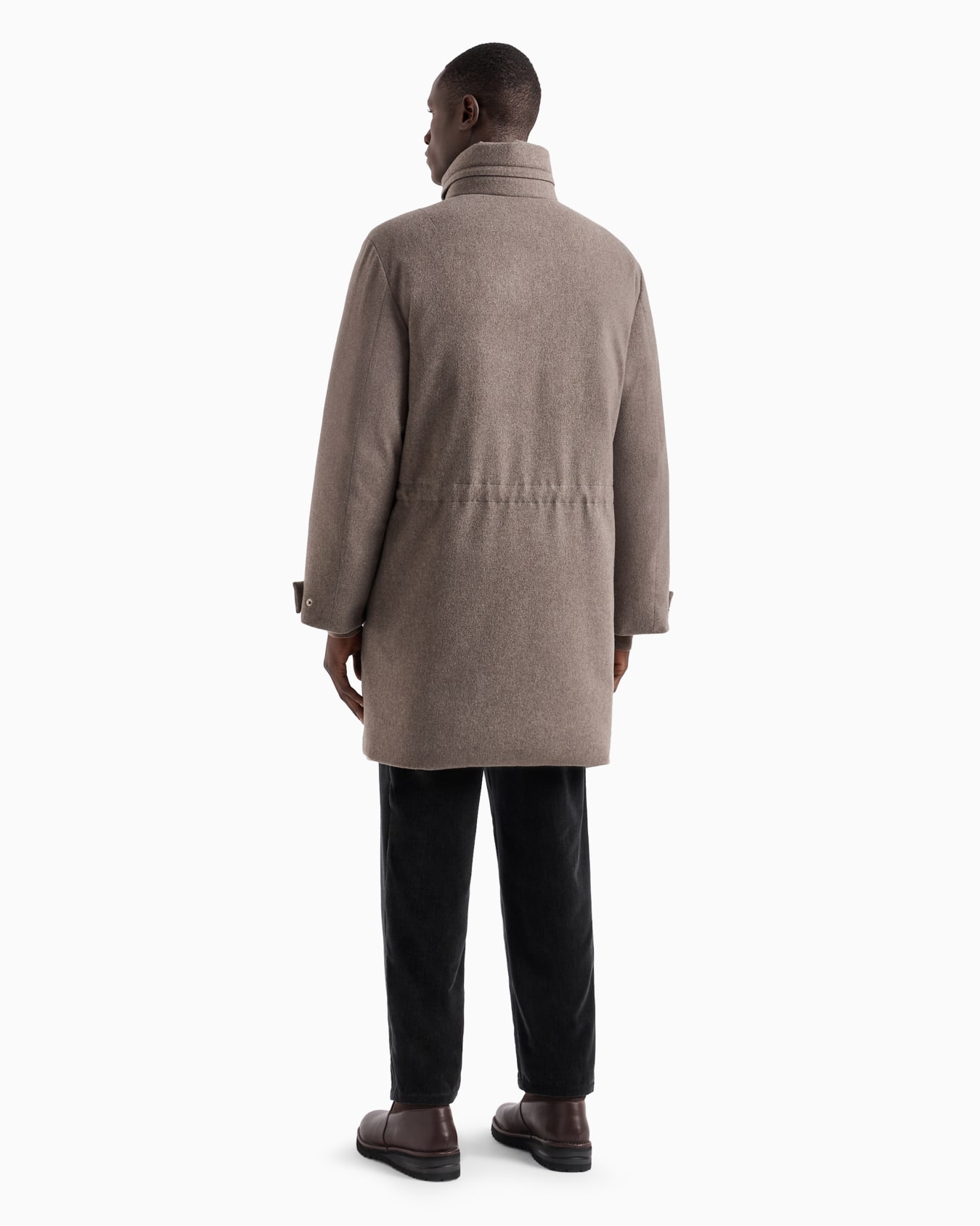 Long cashmere pea coat with down padding Slide 2